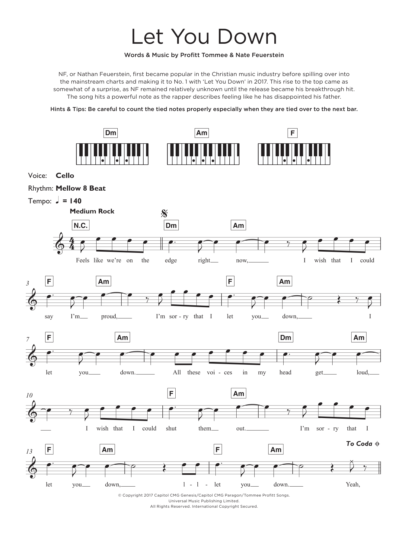 Download NF Let You Down Sheet Music and learn how to play Beginner Piano PDF digital score in minutes