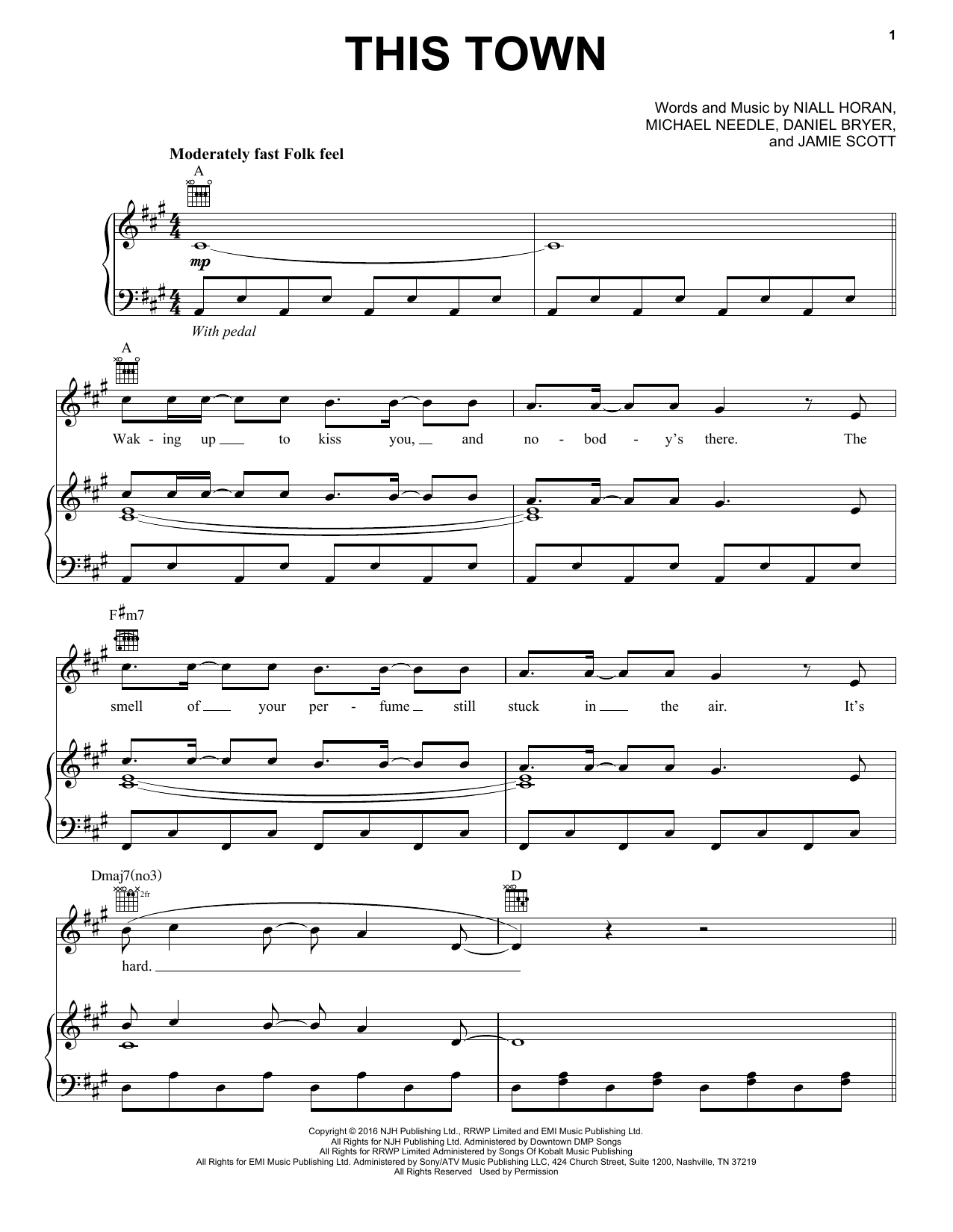 Download Niall Horan This Town Sheet Music and learn how to play Piano (Big Notes) PDF digital score in minutes