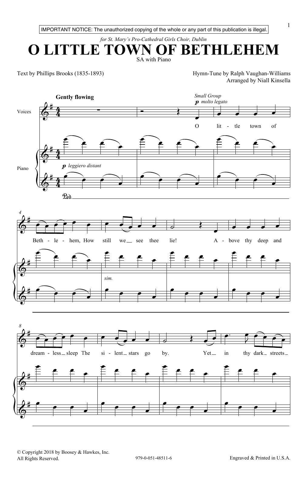 Download Niall Kinsella O Little Town Of Bethlehem Sheet Music and learn how to play 2-Part Choir PDF digital score in minutes