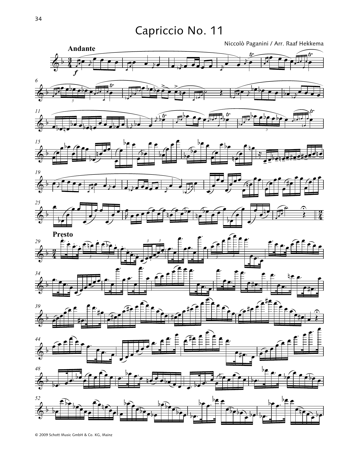 Download Niccolo Paganini Capriccio No. 11 Sheet Music and learn how to play Woodwind Solo PDF digital score in minutes