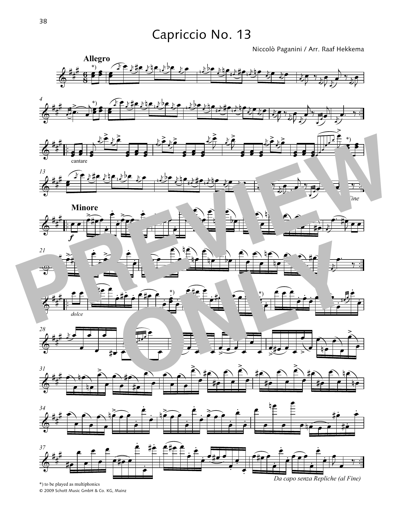 Download Niccolo Paganini Capriccio No. 13 Sheet Music and learn how to play Woodwind Solo PDF digital score in minutes
