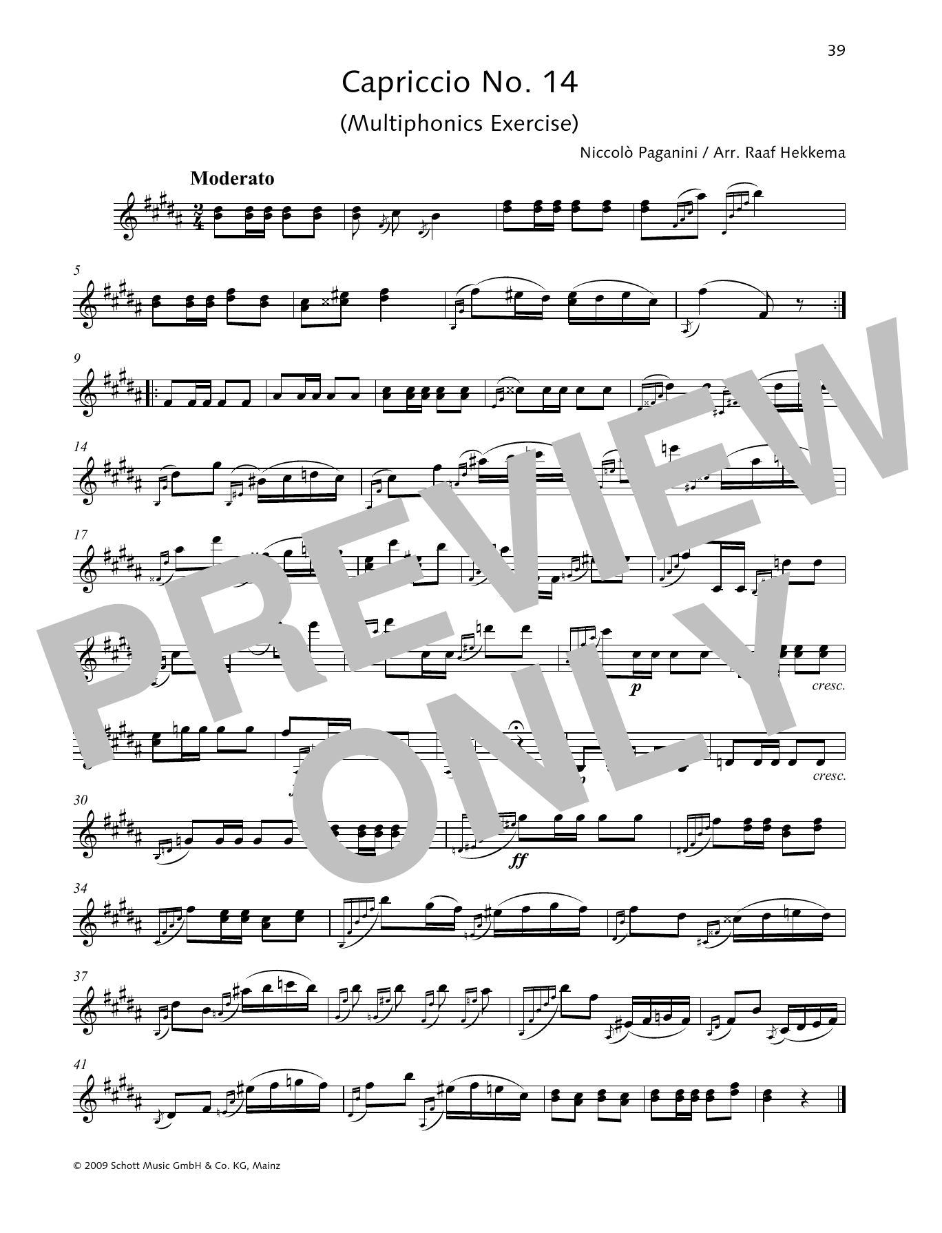 Download Niccolo Paganini Capriccio No. 14 Sheet Music and learn how to play Woodwind Solo PDF digital score in minutes