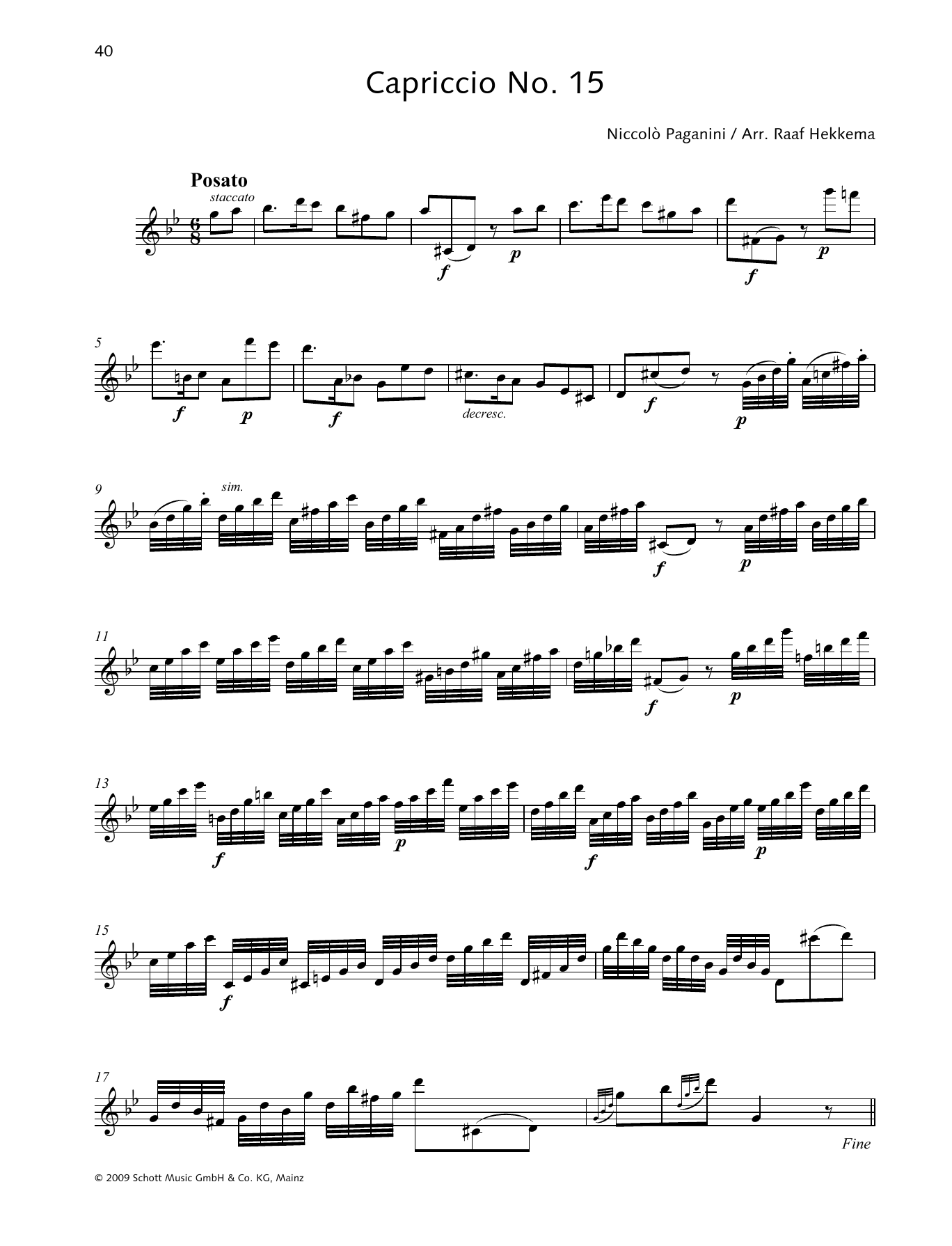 Download Niccolo Paganini Capriccio No. 15 Sheet Music and learn how to play Woodwind Solo PDF digital score in minutes
