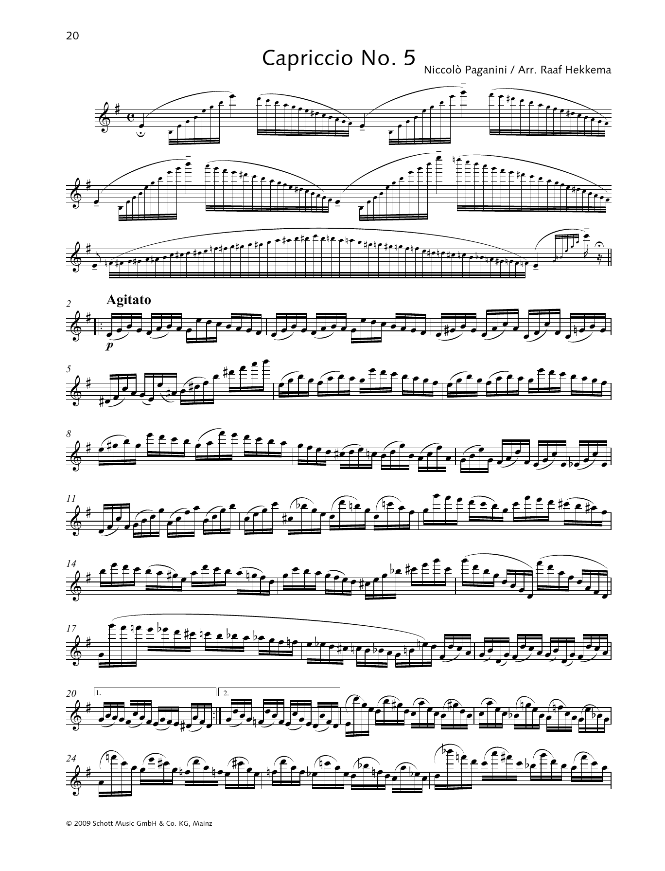 Download Niccolo Paganini Capriccio No. 5 Sheet Music and learn how to play Woodwind Solo PDF digital score in minutes