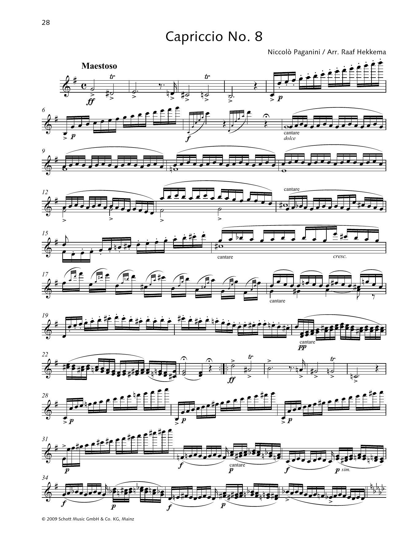 Download Niccolo Paganini Capriccio No. 8 Sheet Music and learn how to play Woodwind Solo PDF digital score in minutes