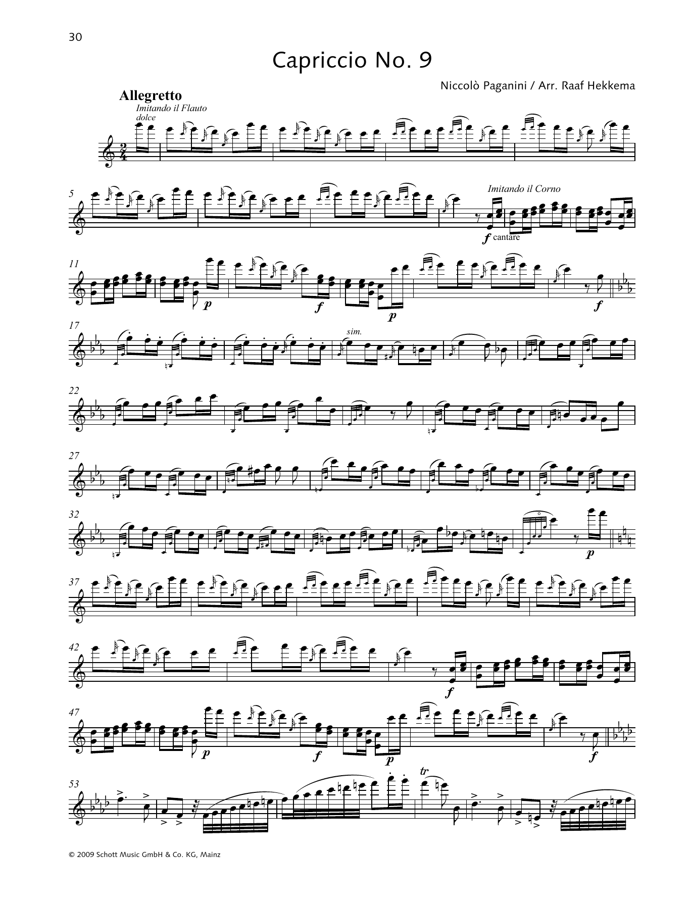 Download Niccolo Paganini Capriccio No. 9 Sheet Music and learn how to play Woodwind Solo PDF digital score in minutes