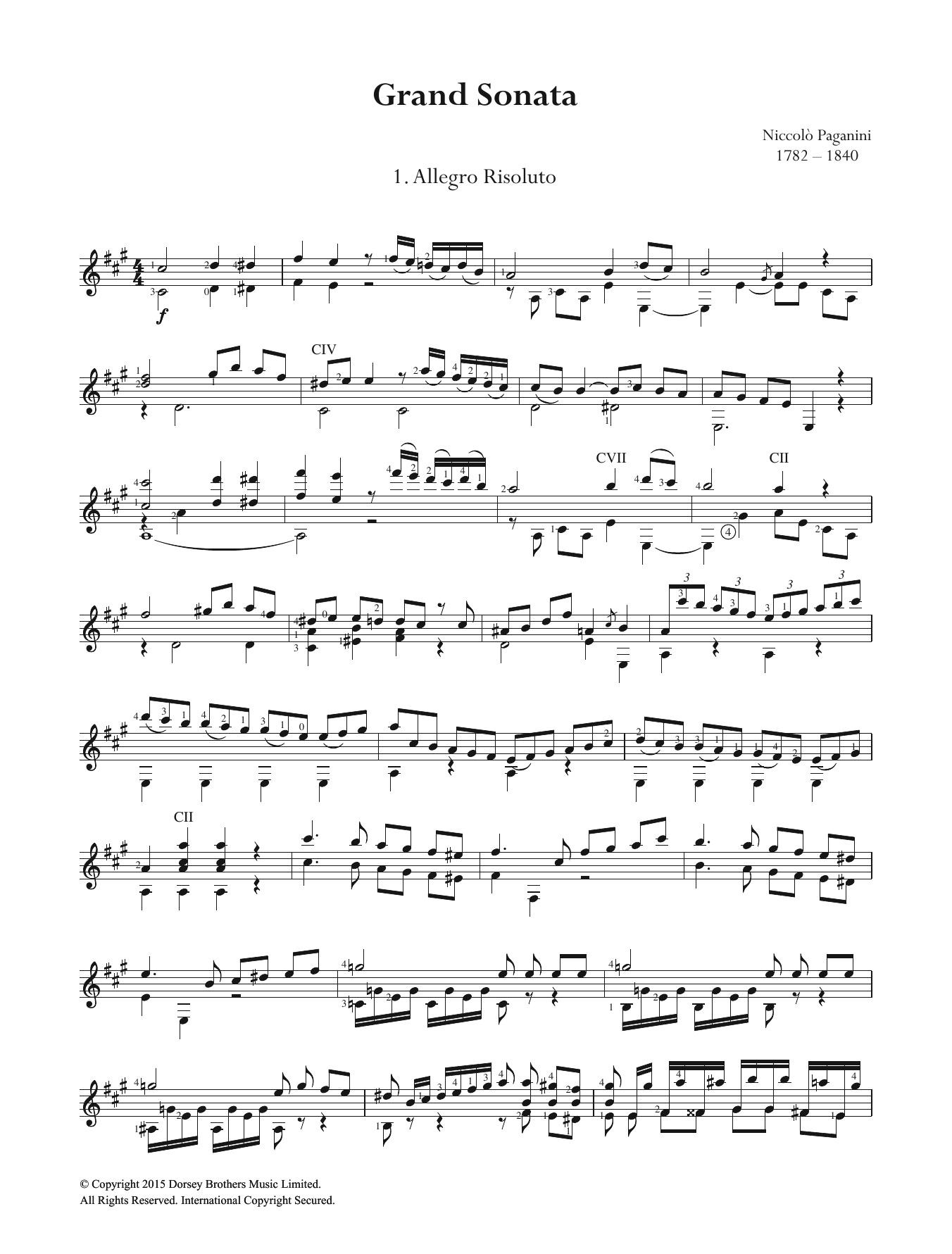 Download Niccolo Paganini Grand Sonata Sheet Music and learn how to play Guitar PDF digital score in minutes