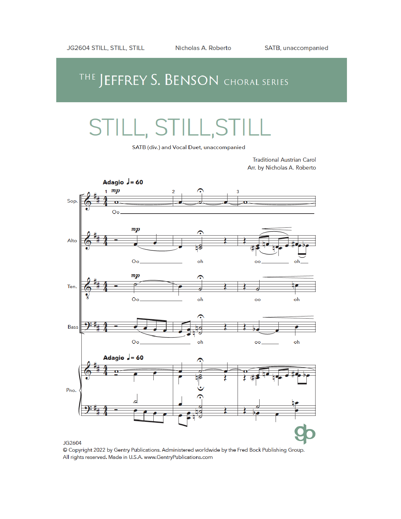 Download Nicholas A. Roberto Still, Still, Still Sheet Music and learn how to play SATB Choir PDF digital score in minutes