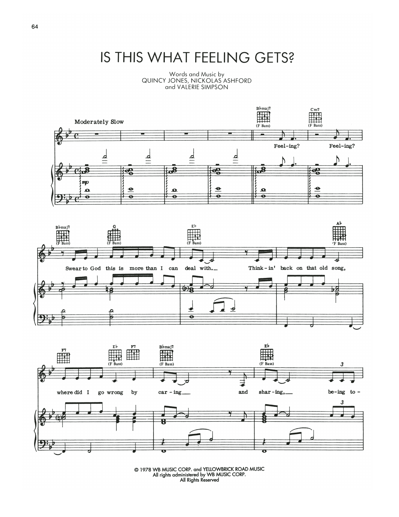 Download Nicholas Ashford and Quincy Jones Is This What Feeling Gets? (Dorothy's Theme) (from The Wiz) Sheet Music and learn how to play Piano, Vocal & Guitar Chords (Right-Hand Melody) PDF digital score in minutes