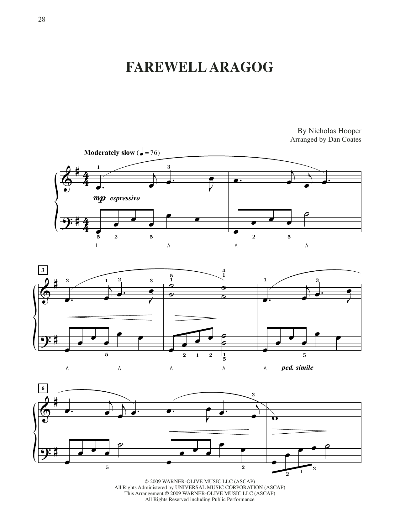 Download Nicholas Hooper Farewell Aragog (from Harry Potter) (arr. Dan Coates) Sheet Music and learn how to play Easy Piano PDF digital score in minutes