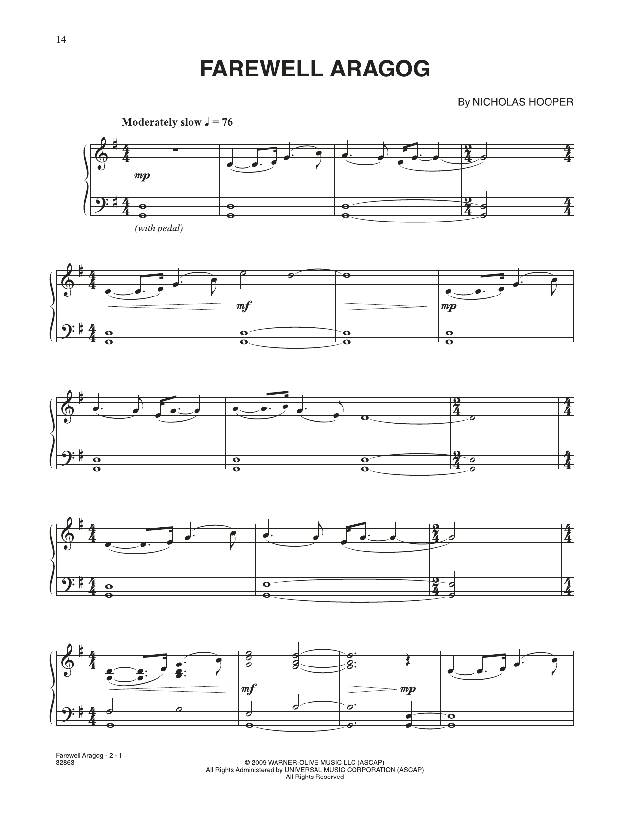Download Nicholas Hooper Farewell Aragog (from Harry Potter) Sheet Music and learn how to play Piano Solo PDF digital score in minutes