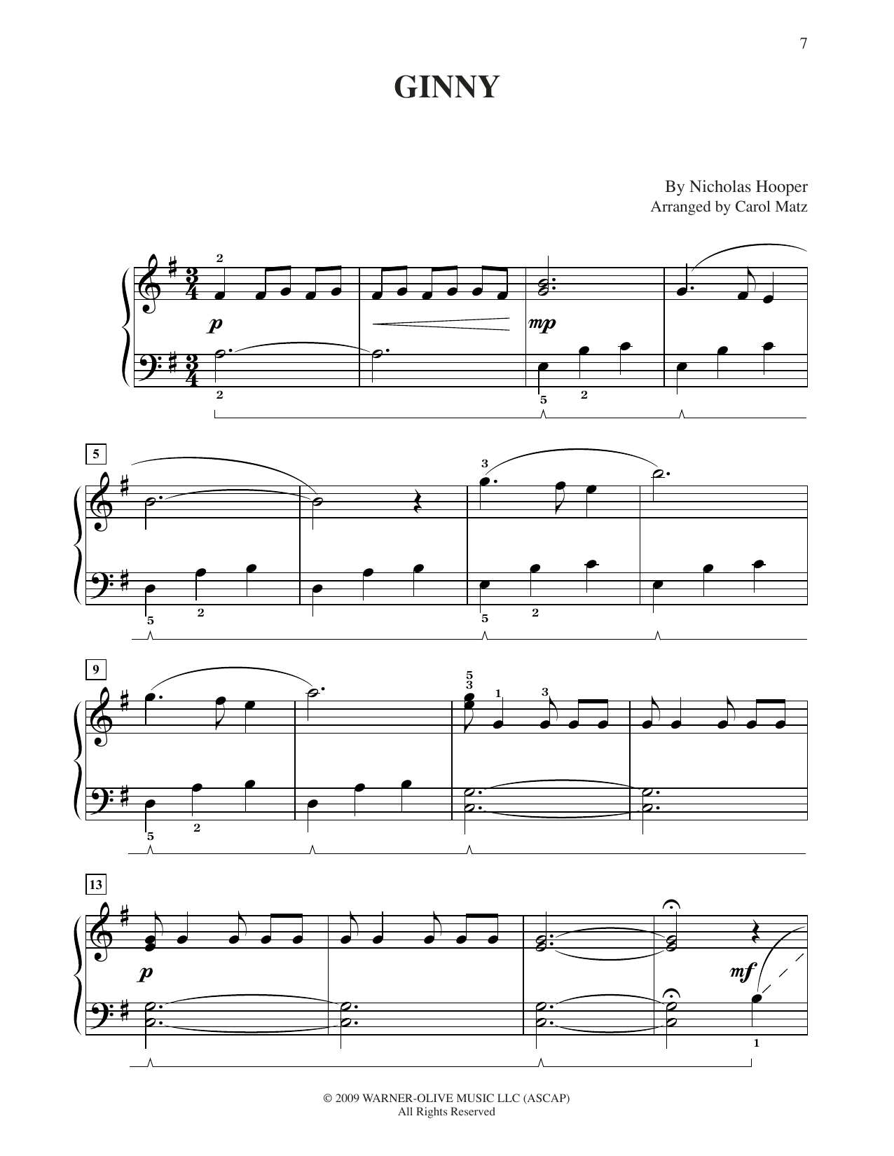 Download Nicholas Hooper Ginny (from Harry Potter) (arr. Carol Matz) Sheet Music and learn how to play Big Note Piano PDF digital score in minutes
