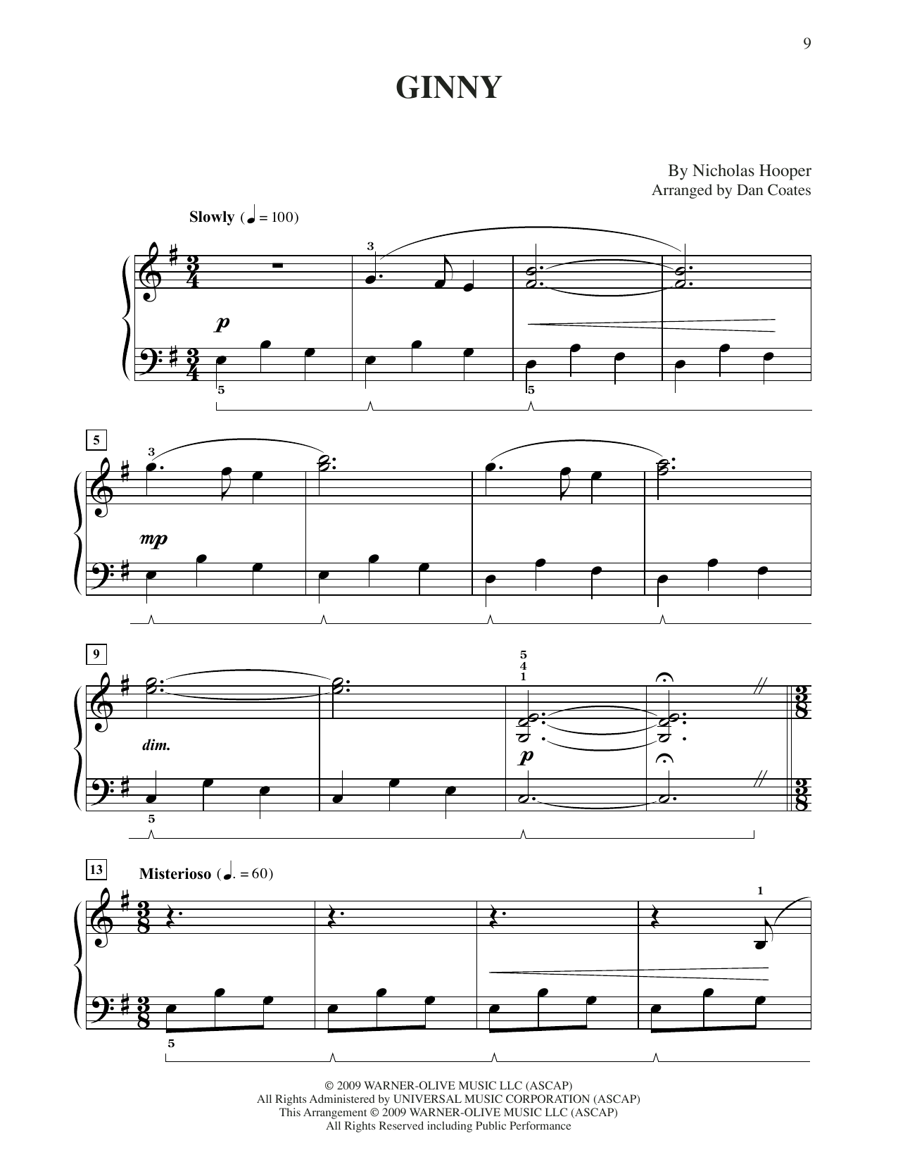 Download Nicholas Hooper Ginny (from Harry Potter) (arr. Dan Coates) Sheet Music and learn how to play Easy Piano PDF digital score in minutes