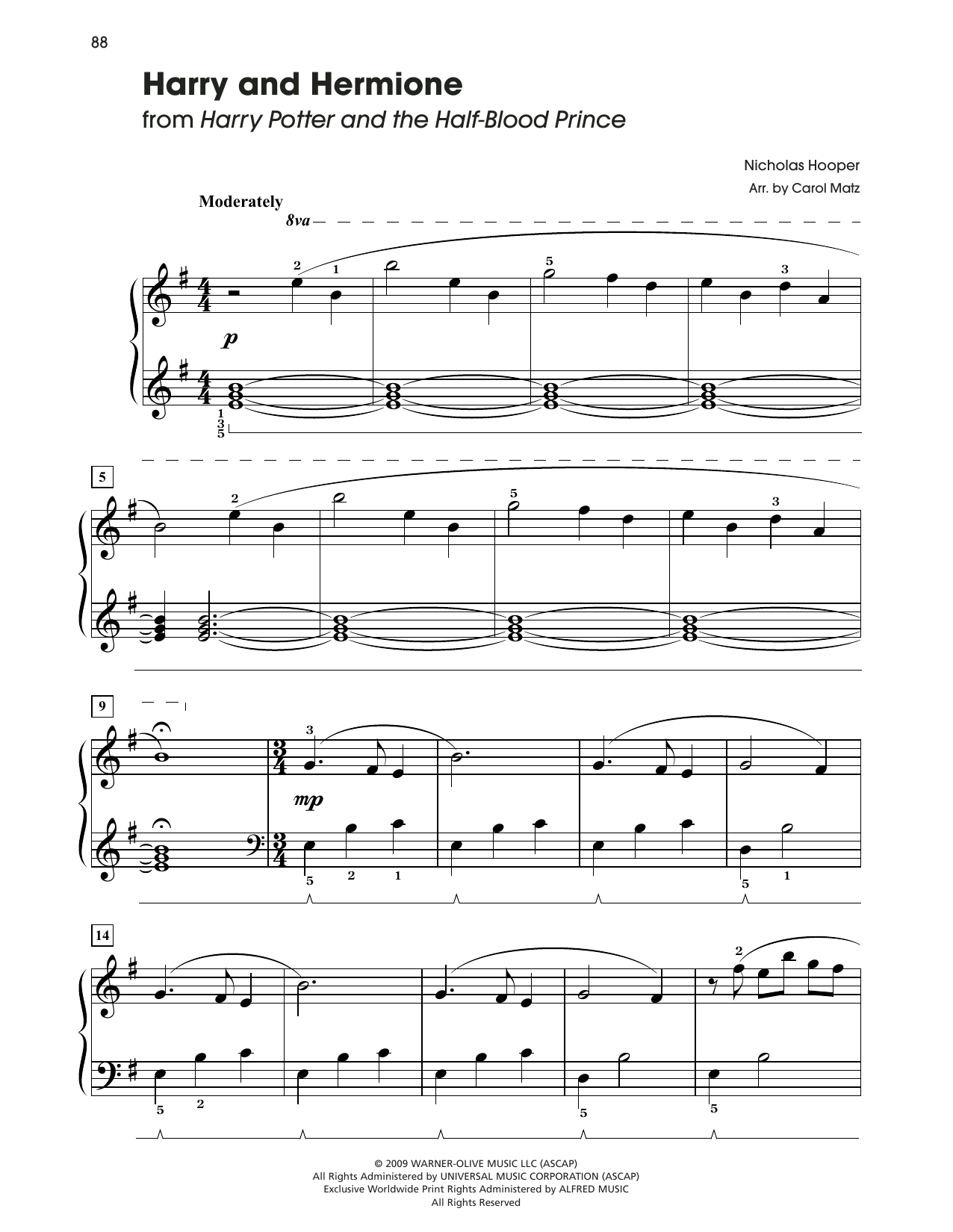 Download Nicholas Hooper Harry & Hermione (from Harry Potter And The Half-Blood Prince) Sheet Music and learn how to play Big Note Piano PDF digital score in minutes