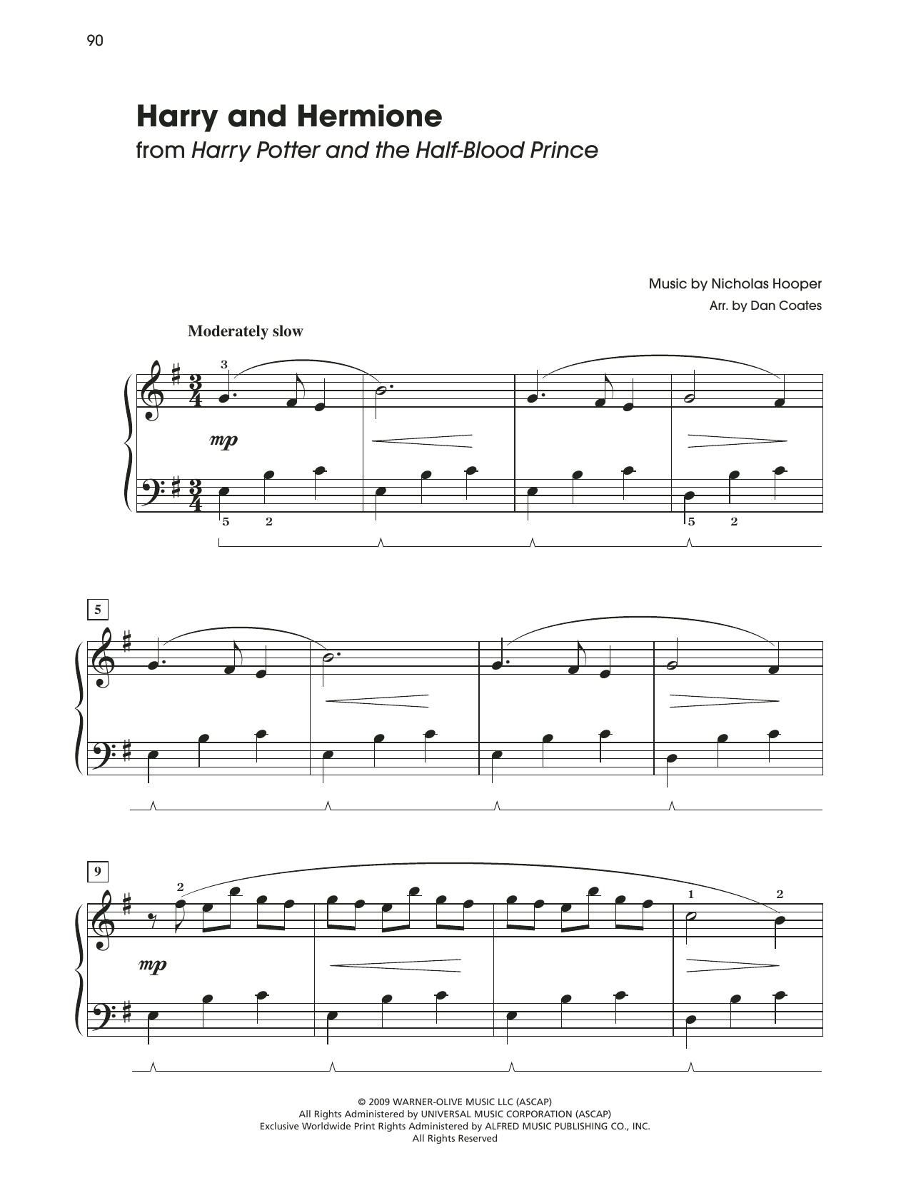 Download Nicholas Hooper Harry & Hermione (from Harry Potter And The Half-Blood Prince) Sheet Music and learn how to play Easy Piano PDF digital score in minutes