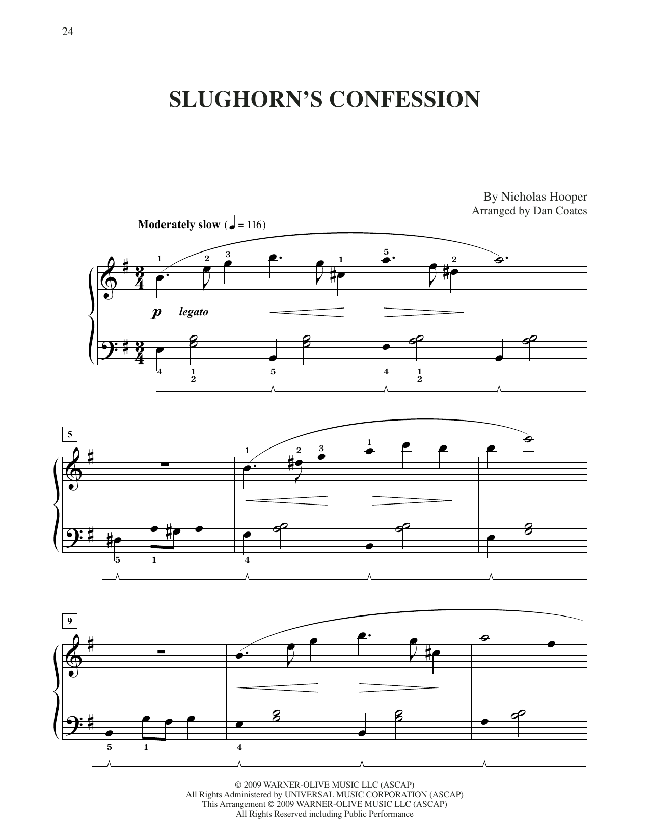 Download Nicholas Hooper Slughorn's Confession (from Harry Potter) (arr. Dan Coates) Sheet Music and learn how to play Easy Piano PDF digital score in minutes