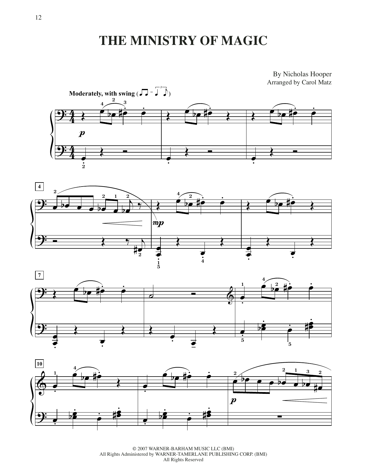 Download Nicholas Hooper The Ministry Of Magic (from Harry Potter) (arr. Carol Matz) Sheet Music and learn how to play Big Note Piano PDF digital score in minutes