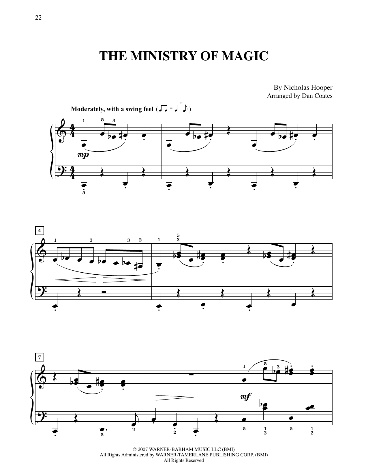 Download Nicholas Hooper The Ministry Of Magic (from Harry Potter) (arr. Dan Coates) Sheet Music and learn how to play Easy Piano PDF digital score in minutes
