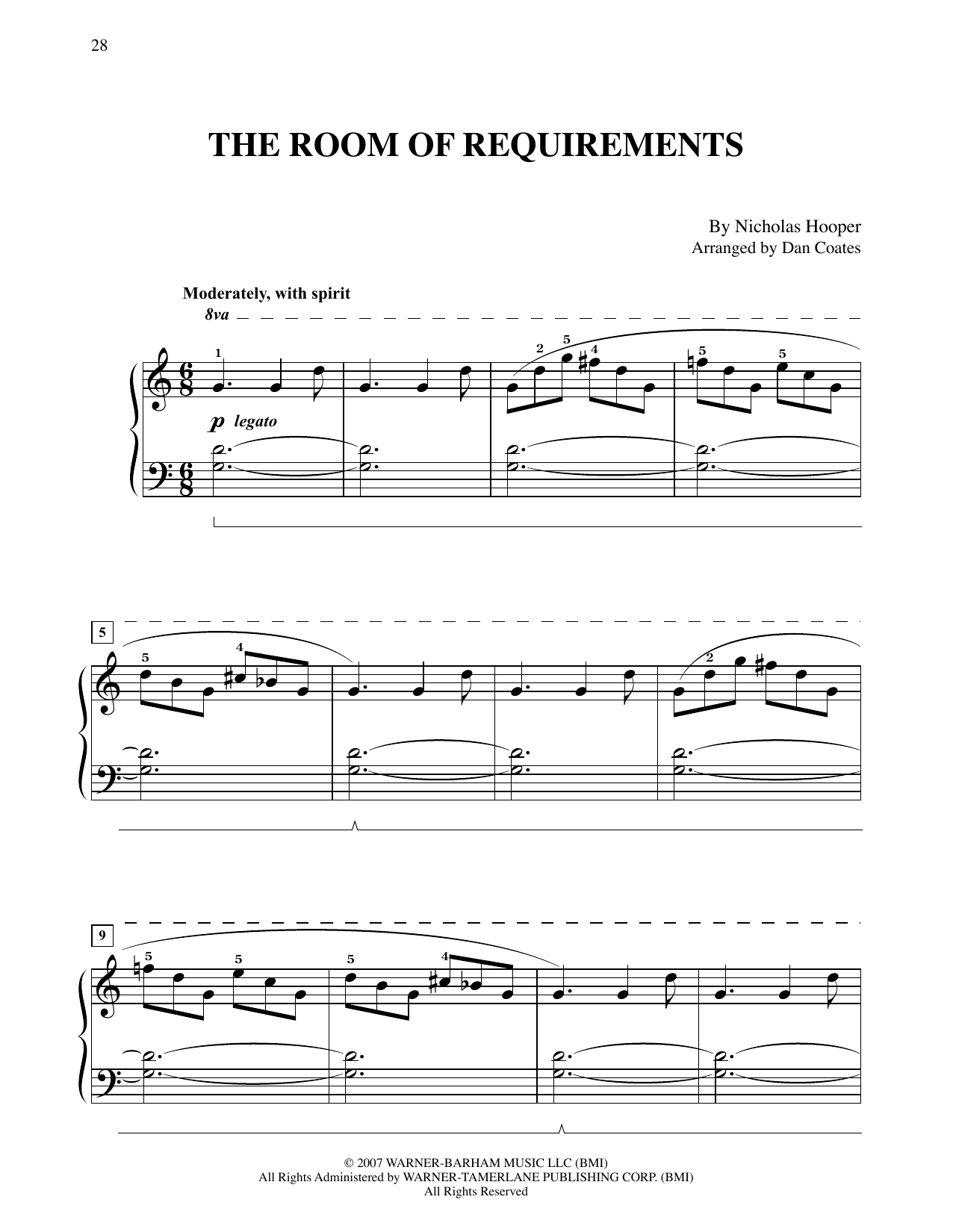 Download Nicholas Hooper The Room Of Requirements (from Harry Potter) (arr. Dan Coates) Sheet Music and learn how to play Easy Piano PDF digital score in minutes