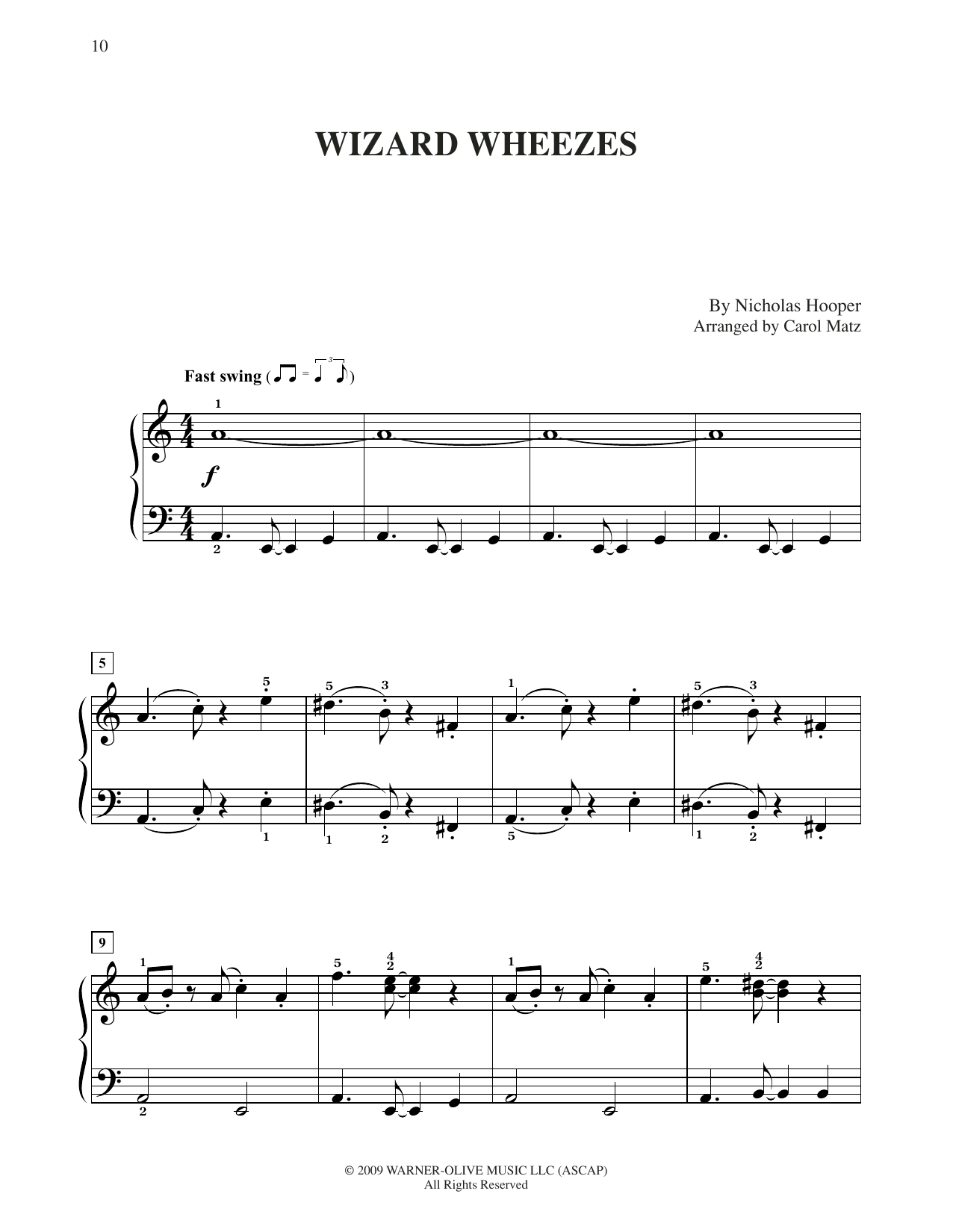 Download Nicholas Hooper Wizard Wheezes (from Harry Potter) (arr. Carol Matz) Sheet Music and learn how to play Big Note Piano PDF digital score in minutes