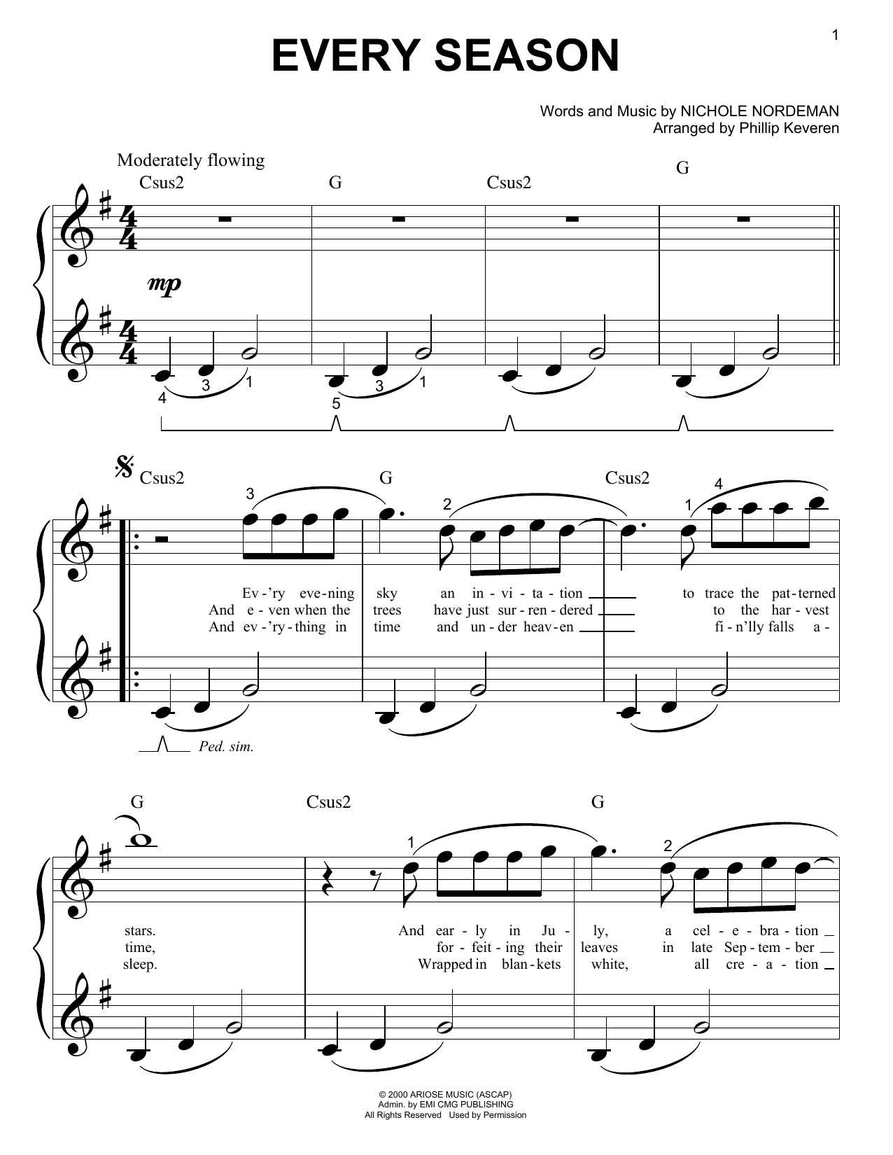 Download Nichole Nordeman Every Season Sheet Music and learn how to play Piano (Big Notes) PDF digital score in minutes