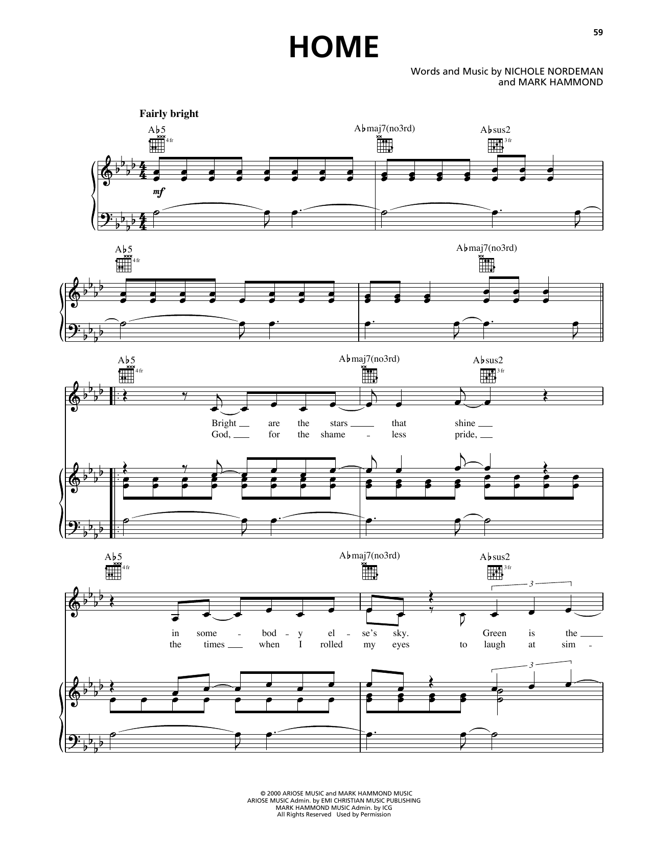 Download Nichole Nordeman Home Sheet Music and learn how to play Piano, Vocal & Guitar Chords (Right-Hand Melody) PDF digital score in minutes