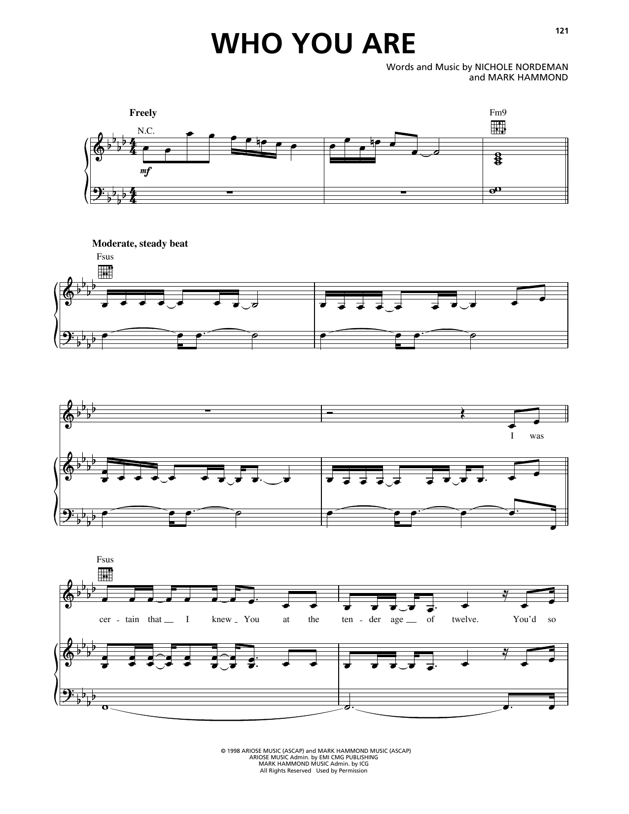 Download Nichole Nordeman Who You Are Sheet Music and learn how to play Piano, Vocal & Guitar Chords (Right-Hand Melody) PDF digital score in minutes