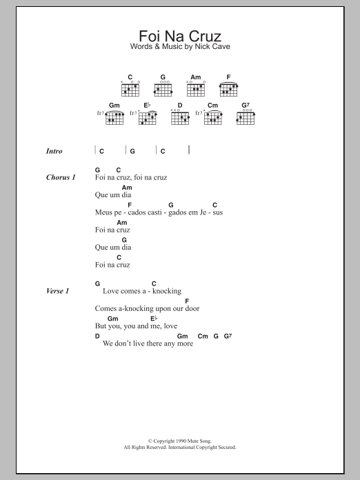Download Nick Cave Foi Na Cruz Sheet Music and learn how to play Lyrics & Chords PDF digital score in minutes