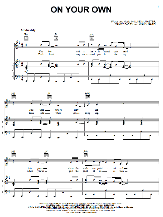 Download Nick Lachey On Your Own Sheet Music and learn how to play Piano, Vocal & Guitar (Right-Hand Melody) PDF digital score in minutes