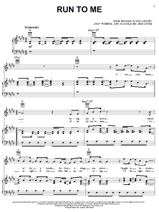 Download Nick Lachey Run To Me Sheet Music and learn how to play Piano, Vocal & Guitar (Right-Hand Melody) PDF digital score in minutes