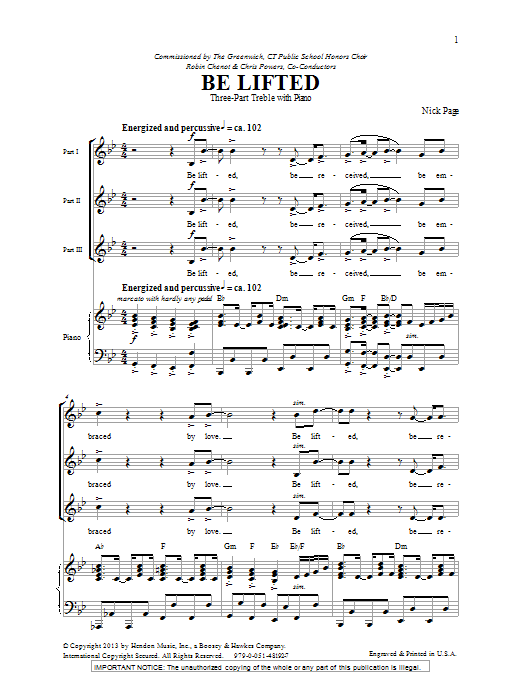 Download Nick Page Be Lifted Sheet Music and learn how to play SSA PDF digital score in minutes