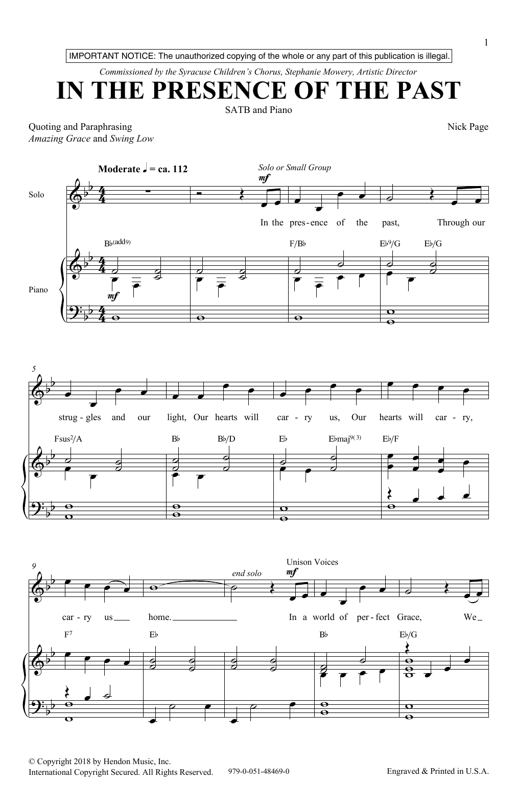 Download Nick Page In The Presence Of The Past Sheet Music and learn how to play SATB Choir PDF digital score in minutes