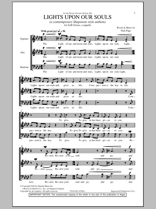 Download Nick Page Lights Upon Our Souls Sheet Music and learn how to play SAB PDF digital score in minutes