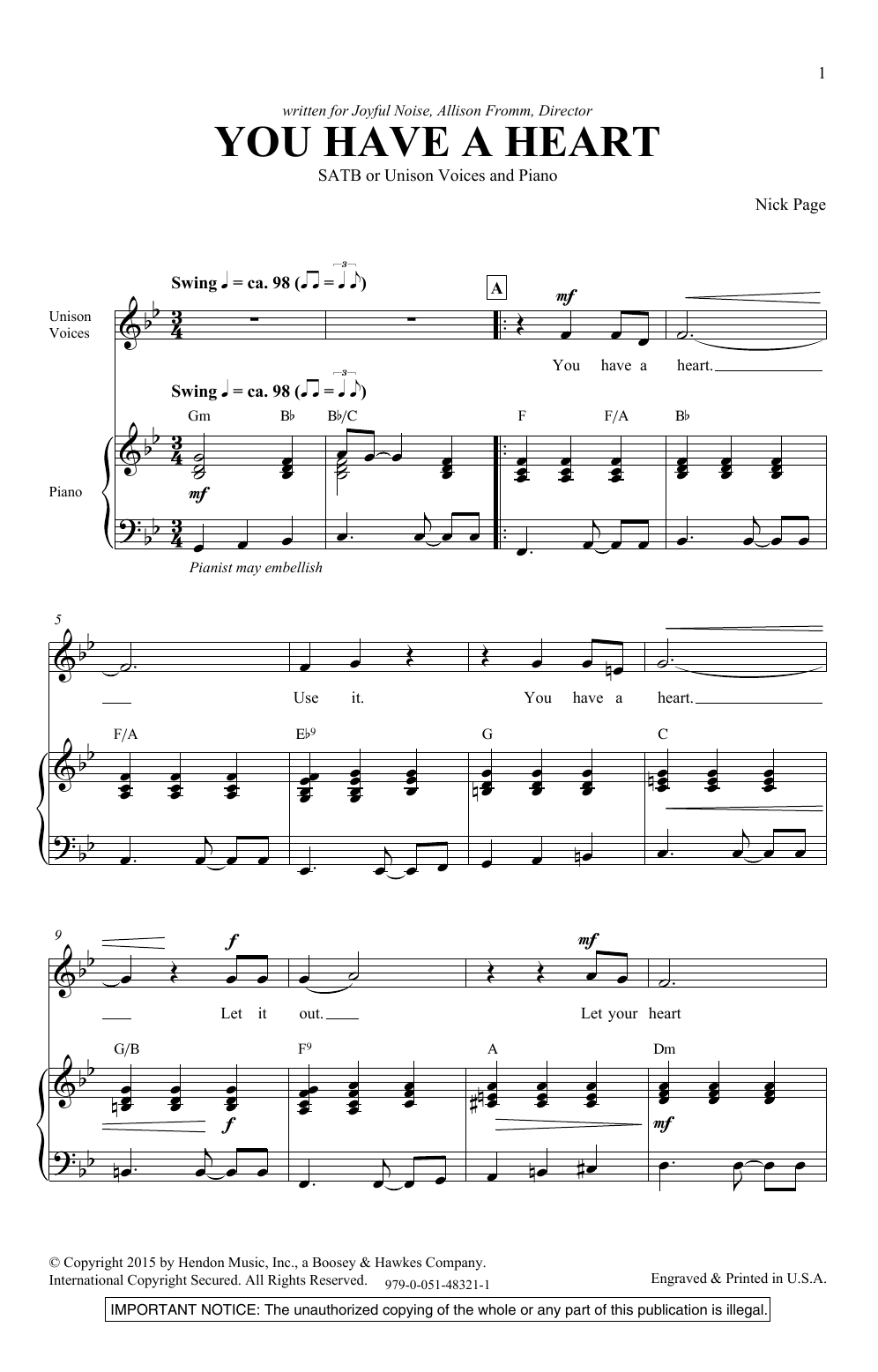 Download Nick Page You Have A Heart Sheet Music and learn how to play SATB Choir PDF digital score in minutes