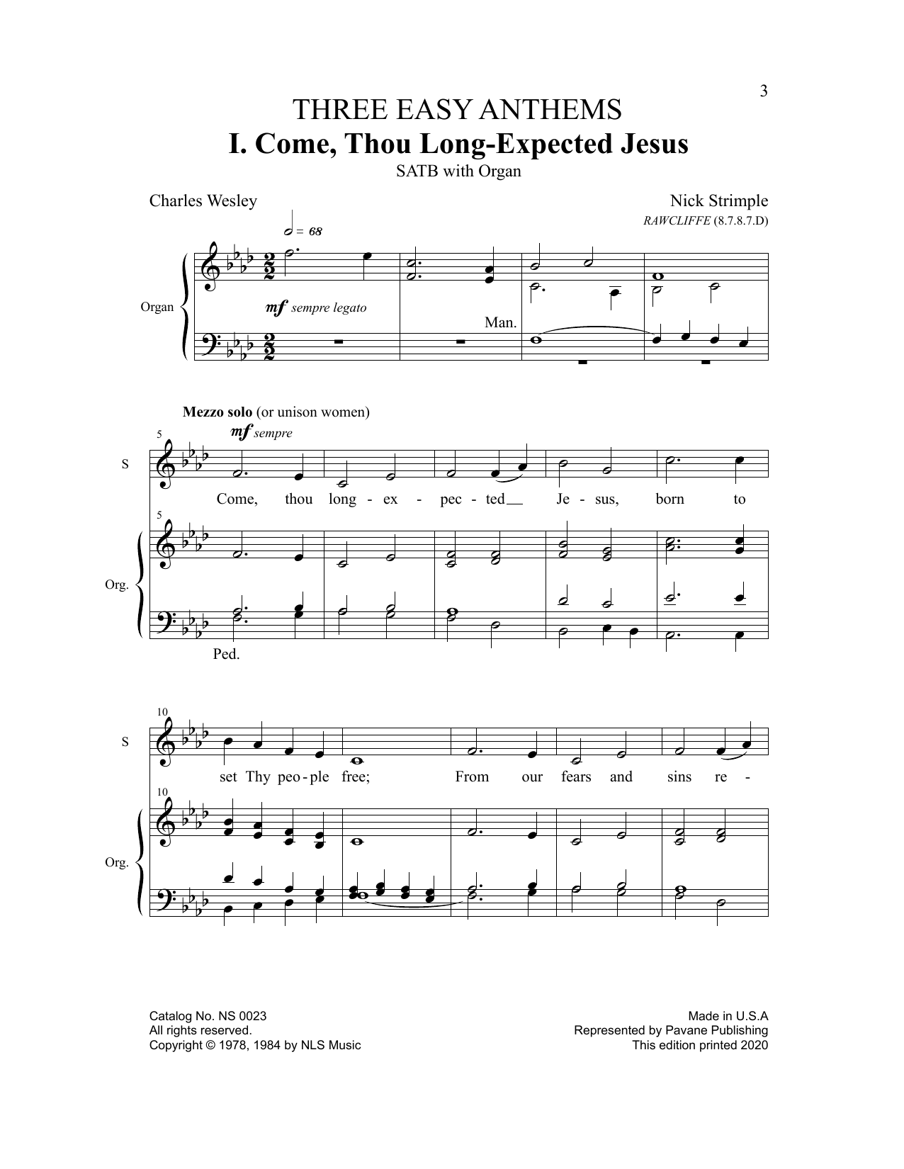Download Nick Strimple Come, Thou Long-Expected Jesus Sheet Music and learn how to play SATB Choir PDF digital score in minutes