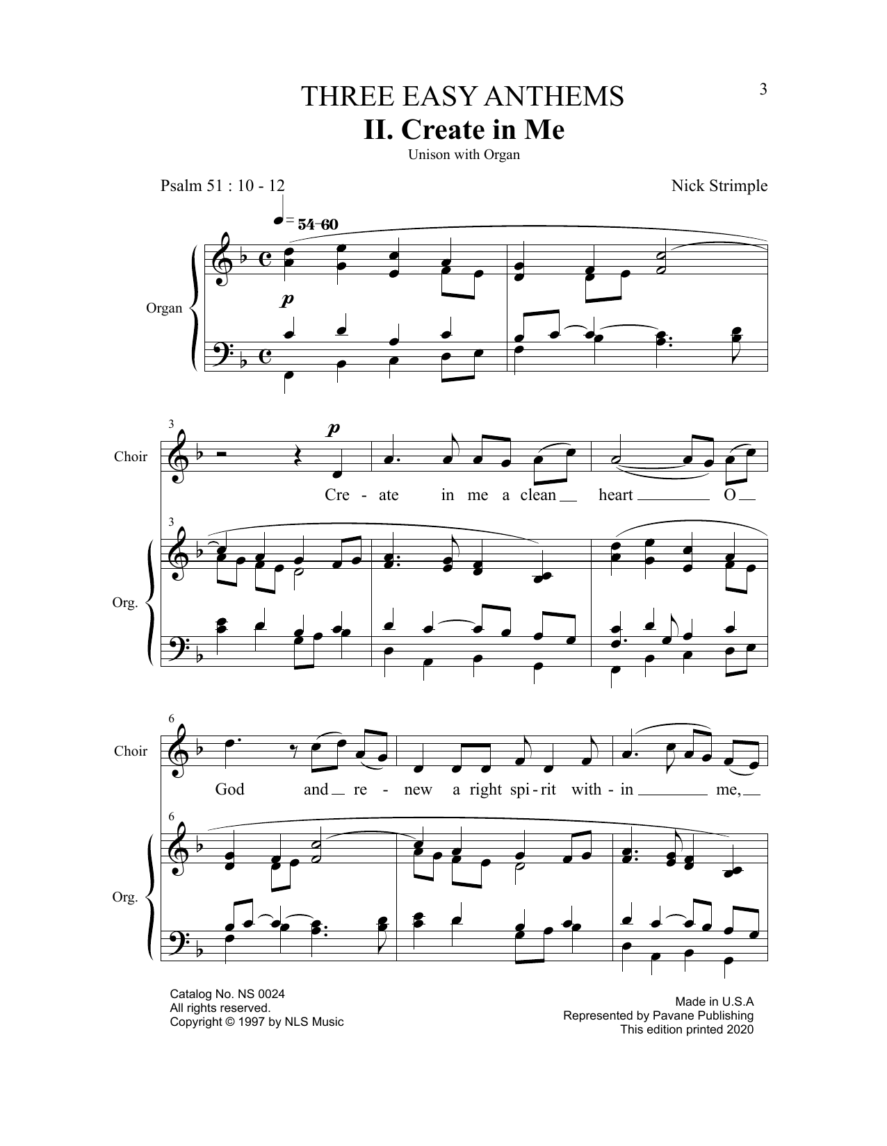Download Nick Strimple Create In Me Sheet Music and learn how to play Piano & Vocal PDF digital score in minutes