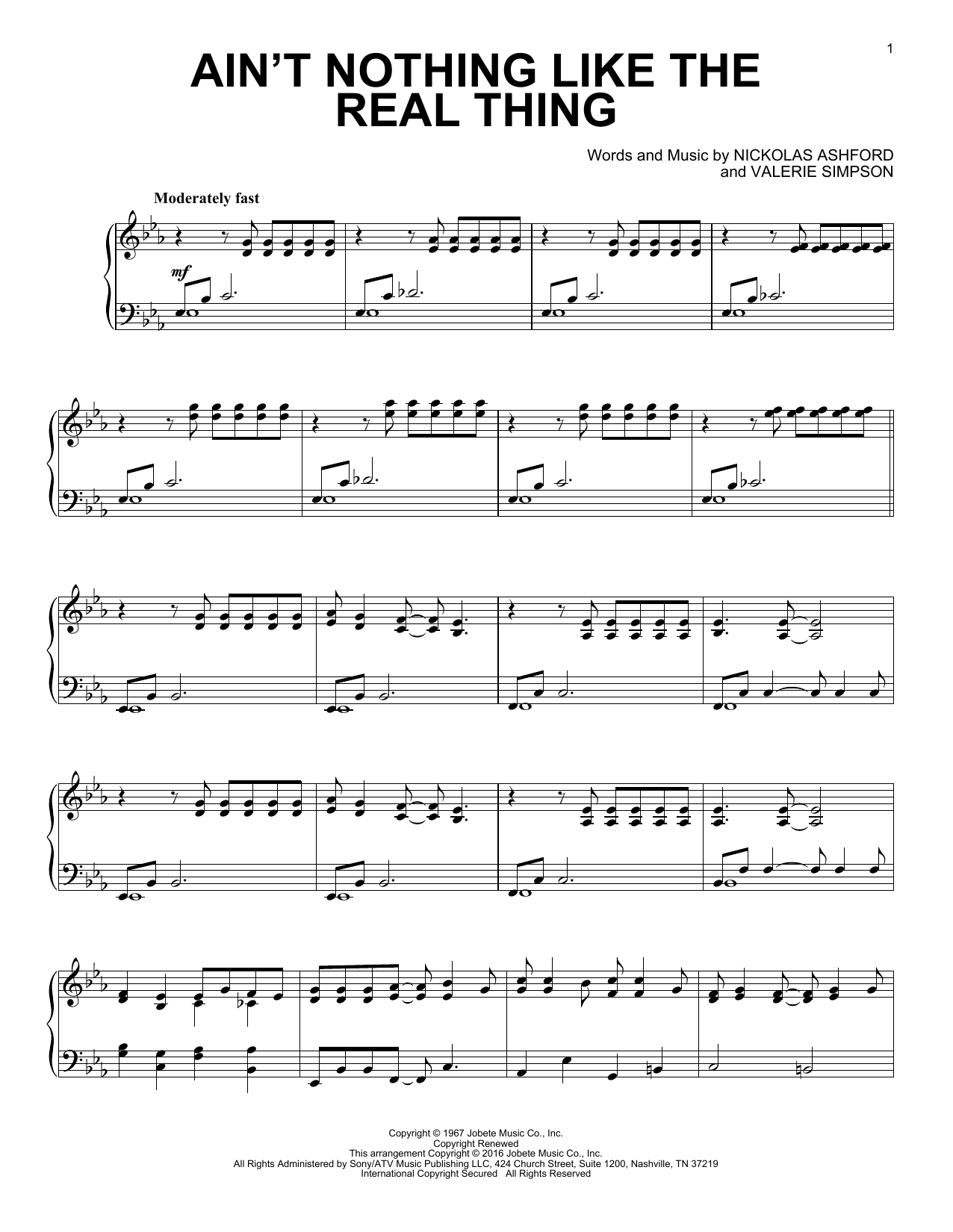 Download Nickolas Ashford Ain't Nothing Like The Real Thing Sheet Music and learn how to play Piano PDF digital score in minutes