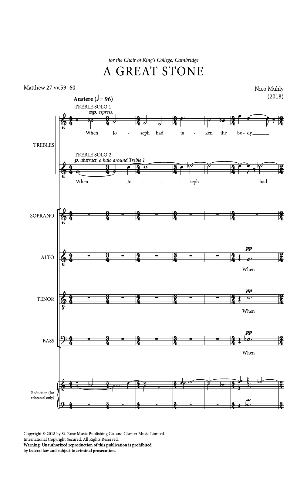 Download Nico Muhly A Great Stone Sheet Music and learn how to play SATB Choir PDF digital score in minutes