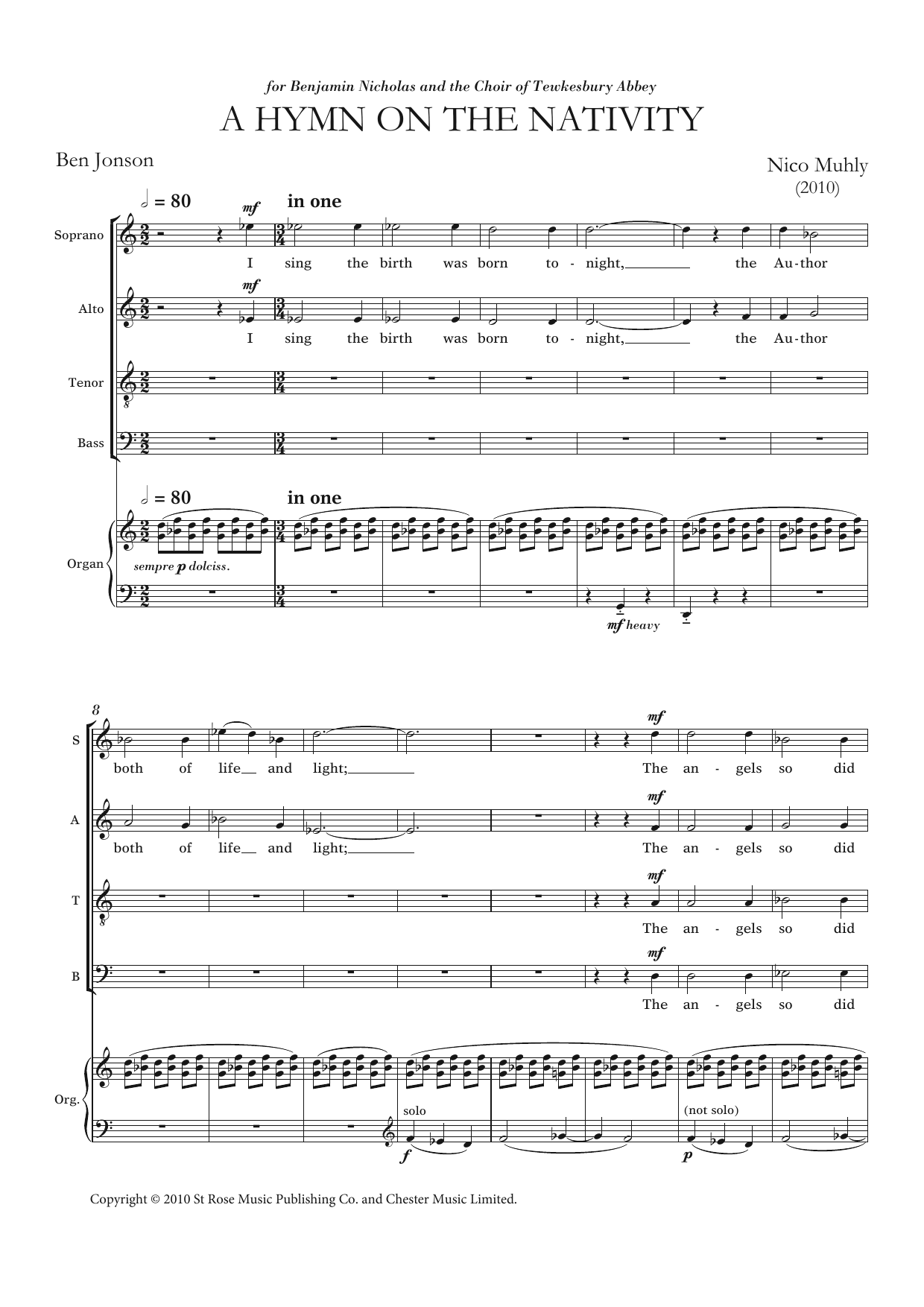 Download Nico Muhly A Hymn On The Nativity Sheet Music and learn how to play SATB Choir PDF digital score in minutes