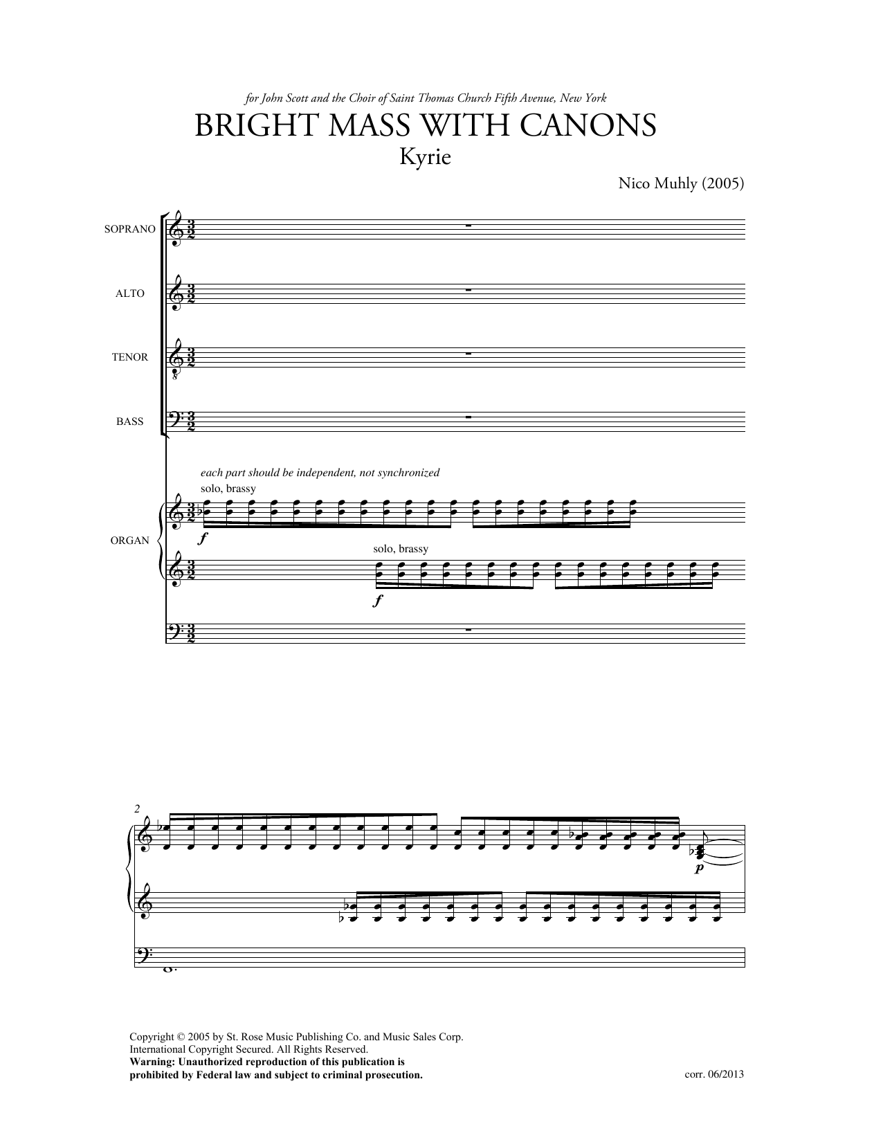 Download Nico Muhly Bright Mass With Canons Sheet Music and learn how to play SATB Choir PDF digital score in minutes