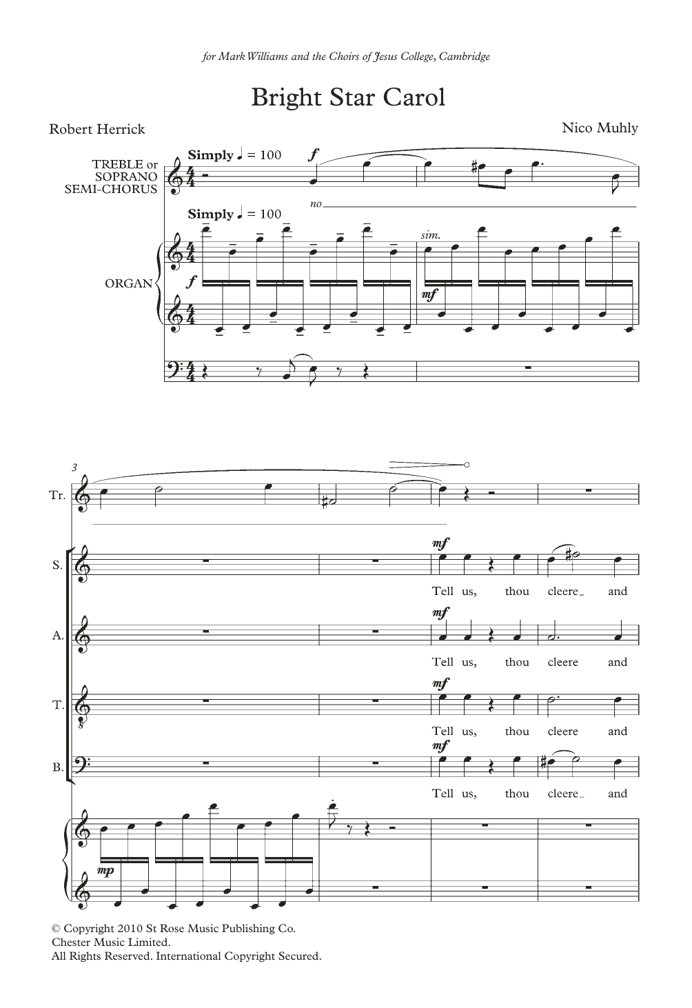 Download Nico Muhly Bright Star Carol Sheet Music and learn how to play Choir PDF digital score in minutes