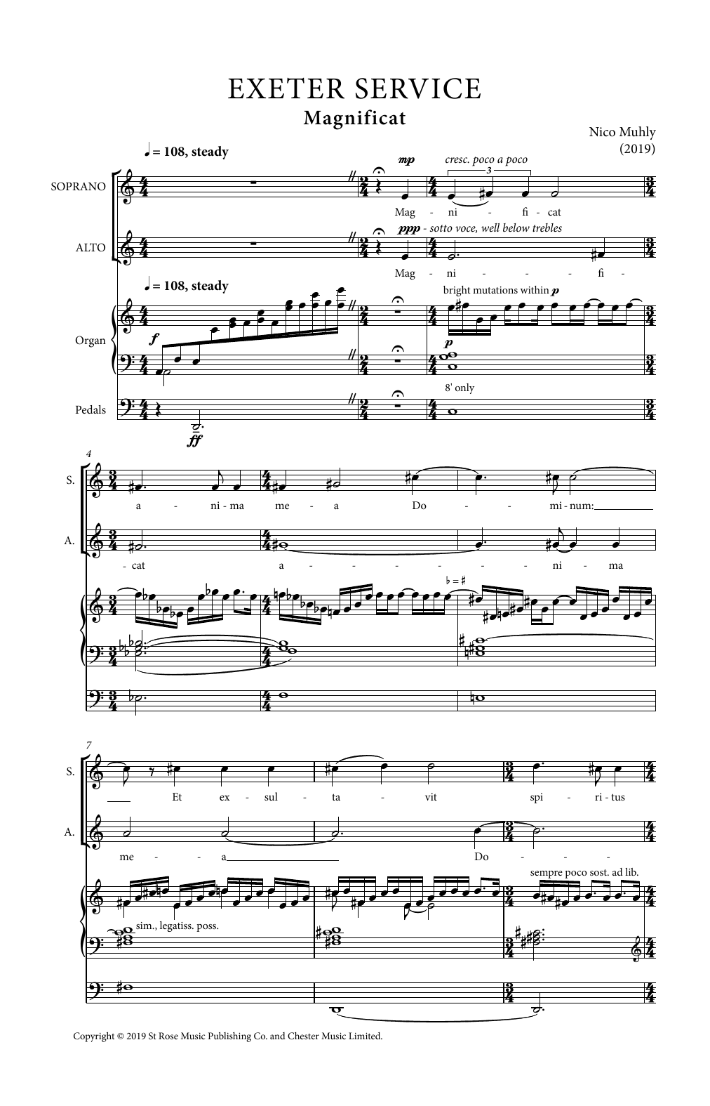 Download Nico Muhly Exeter Service Sheet Music and learn how to play SATB Choir PDF digital score in minutes