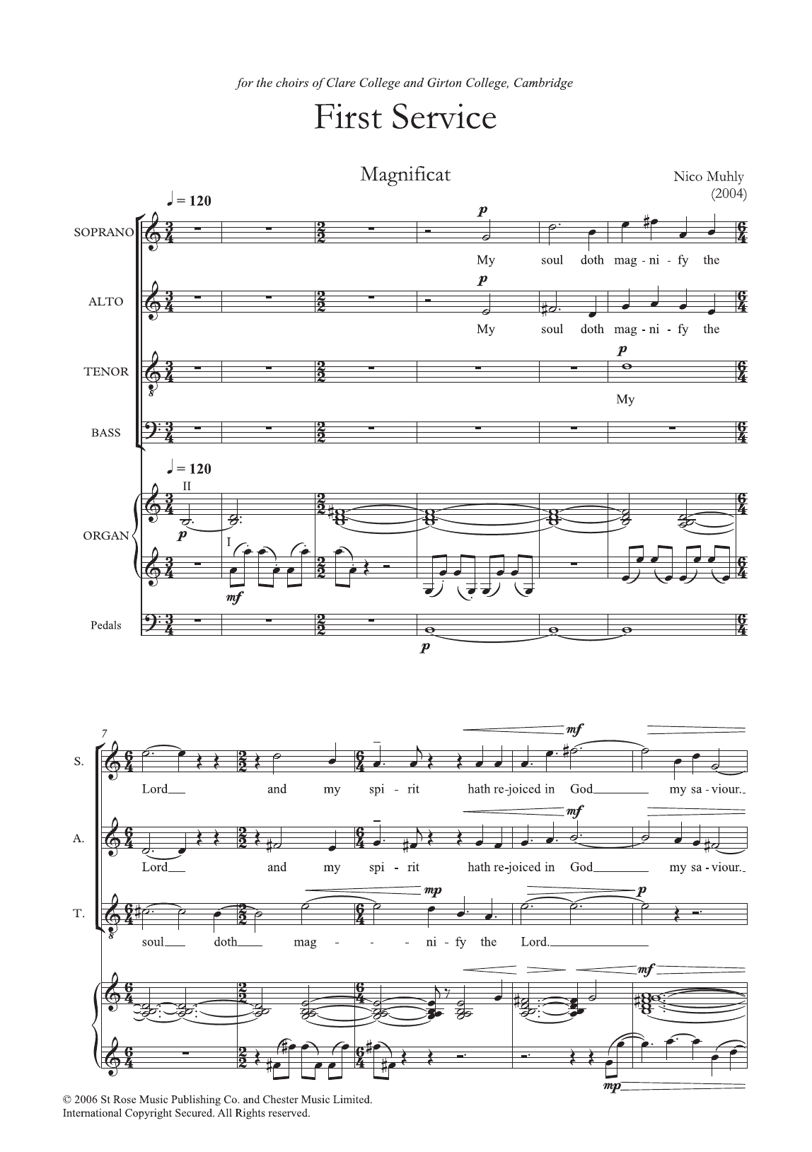 Download Nico Muhly First Service (Magnificat and Nunc Dimittis) Sheet Music and learn how to play SATB Choir PDF digital score in minutes