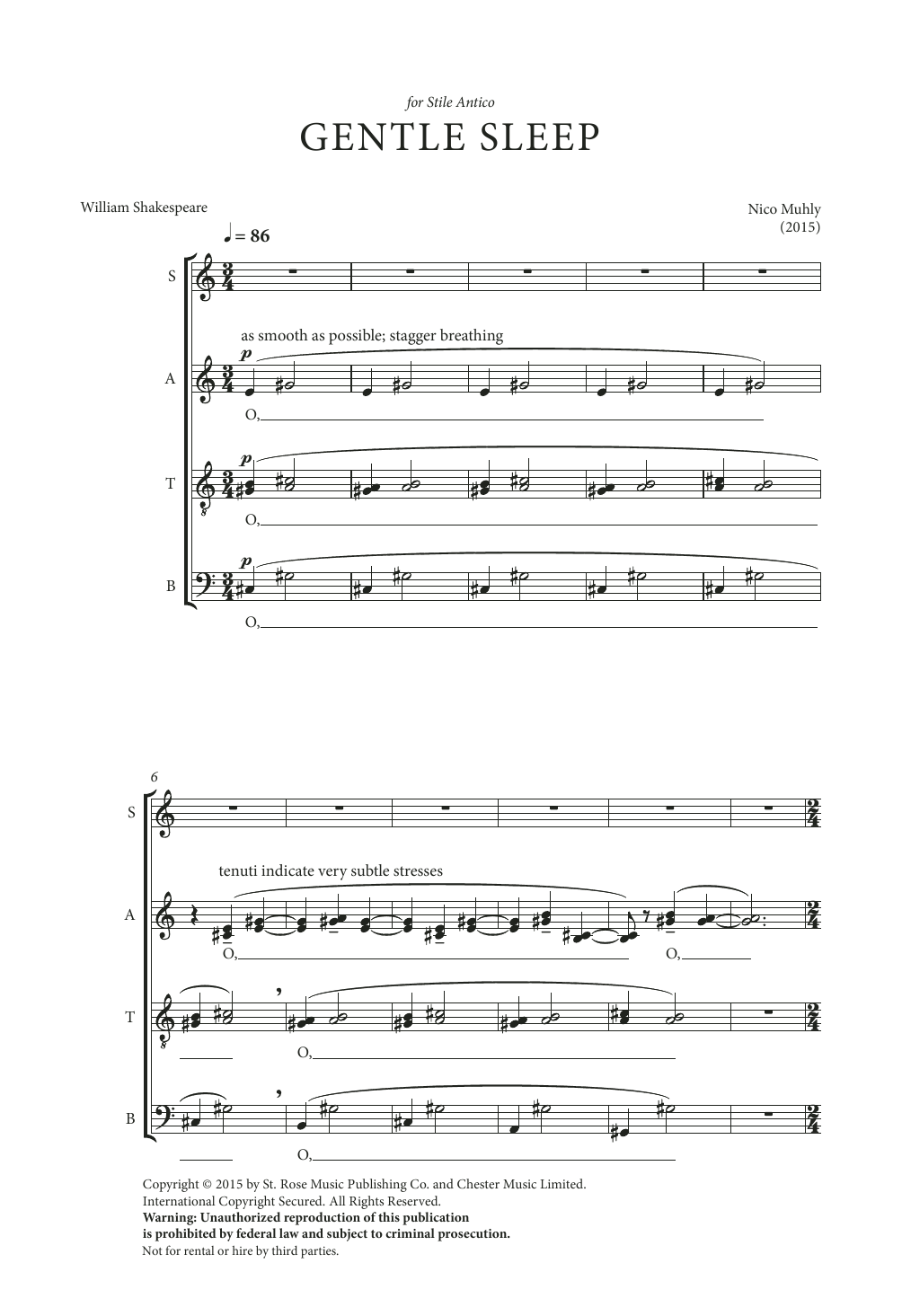 Download Nico Muhly Gentle Sleep Sheet Music and learn how to play SATB Choir PDF digital score in minutes