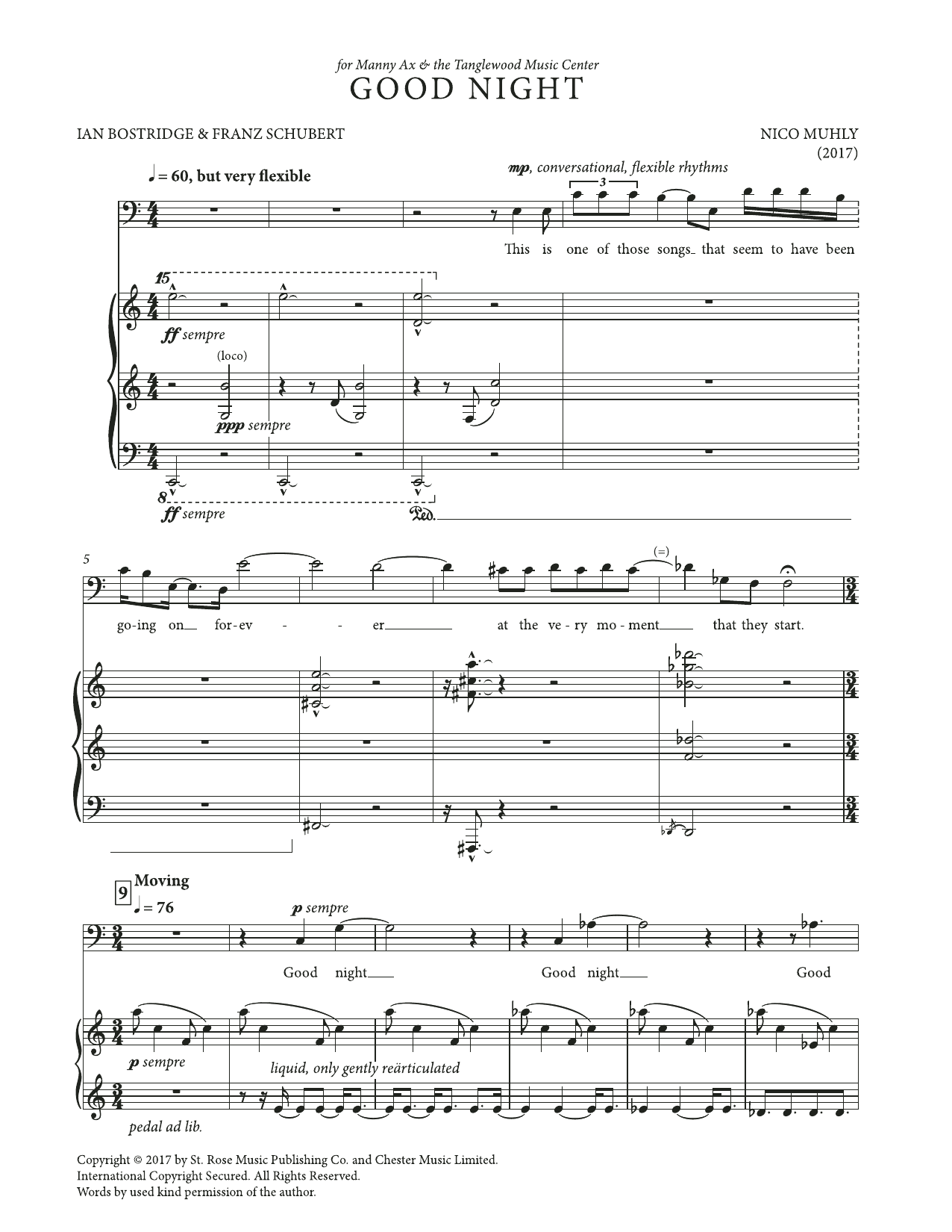 Download Nico Muhly Good Night Sheet Music and learn how to play Piano & Vocal PDF digital score in minutes