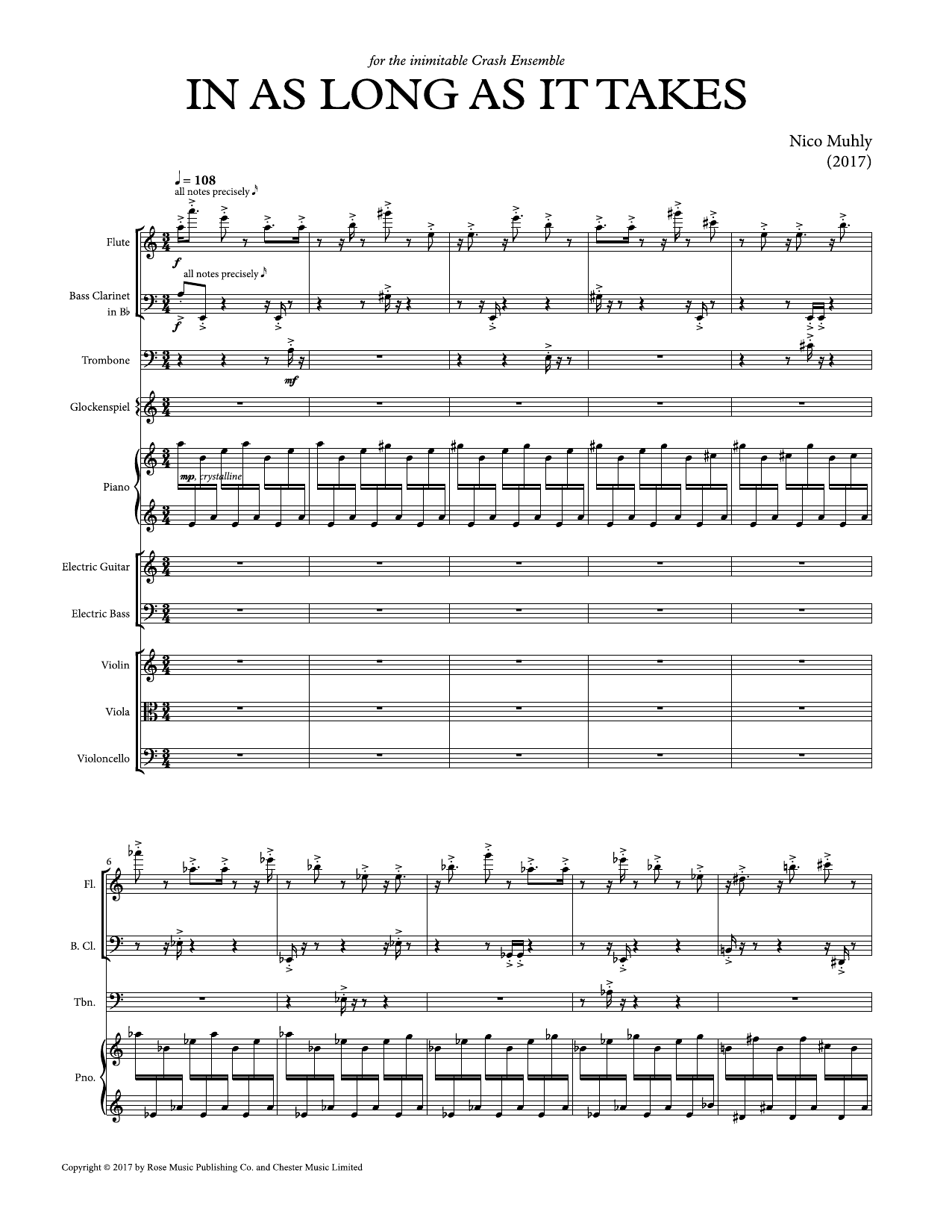 Download Nico Muhly In As Long As It Takes (Score and Parts) Sheet Music and learn how to play Percussion Ensemble PDF digital score in minutes