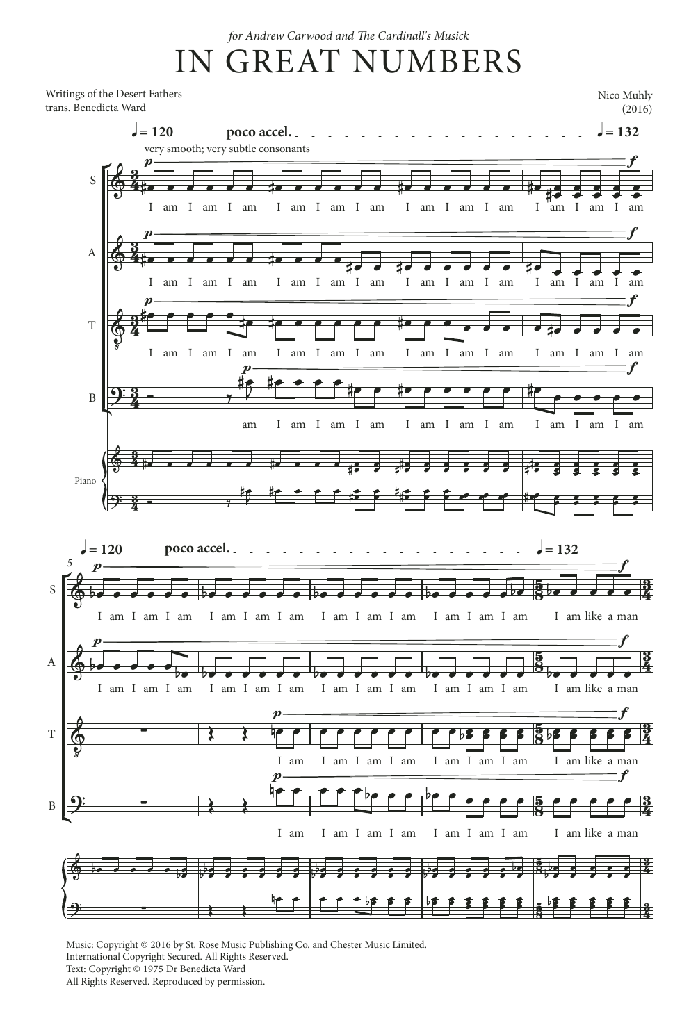Download Nico Muhly In Great Numbers Sheet Music and learn how to play SATB Choir PDF digital score in minutes
