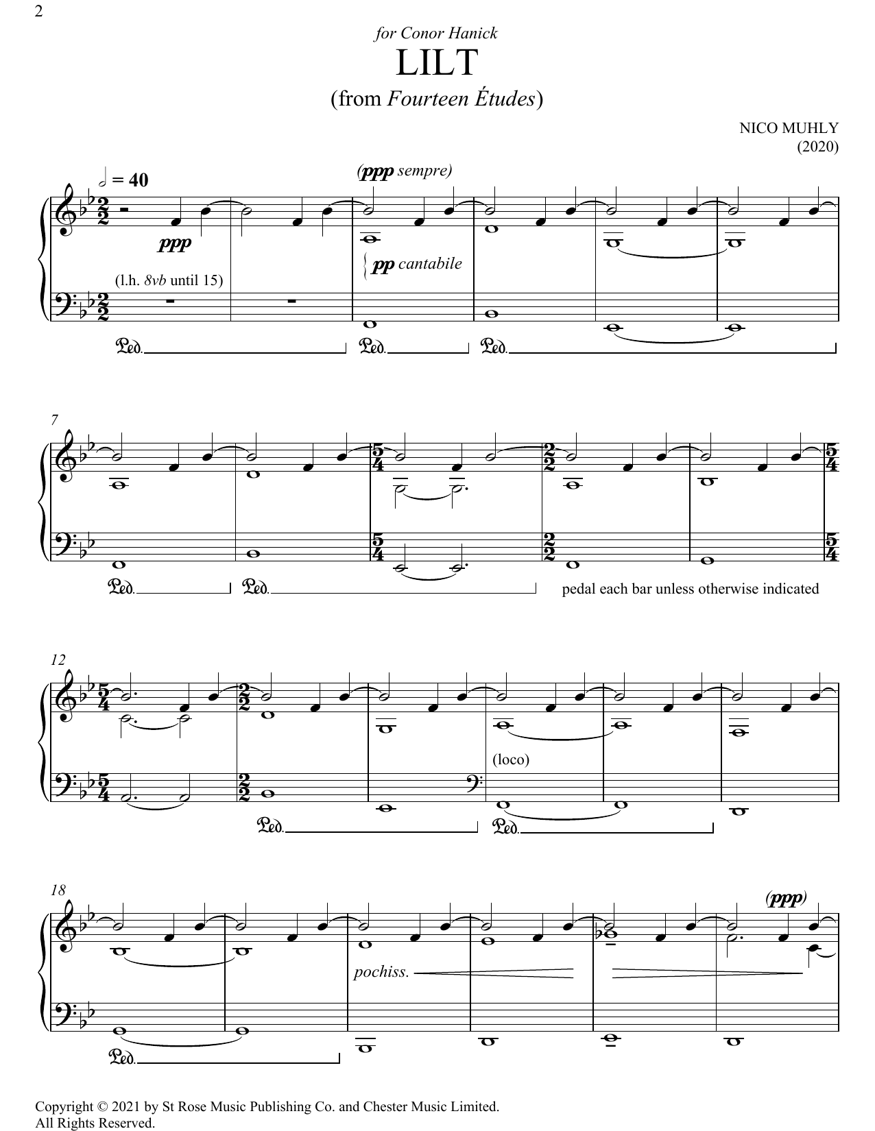 Download Nico Muhly Lilt Sheet Music and learn how to play Piano Solo PDF digital score in minutes