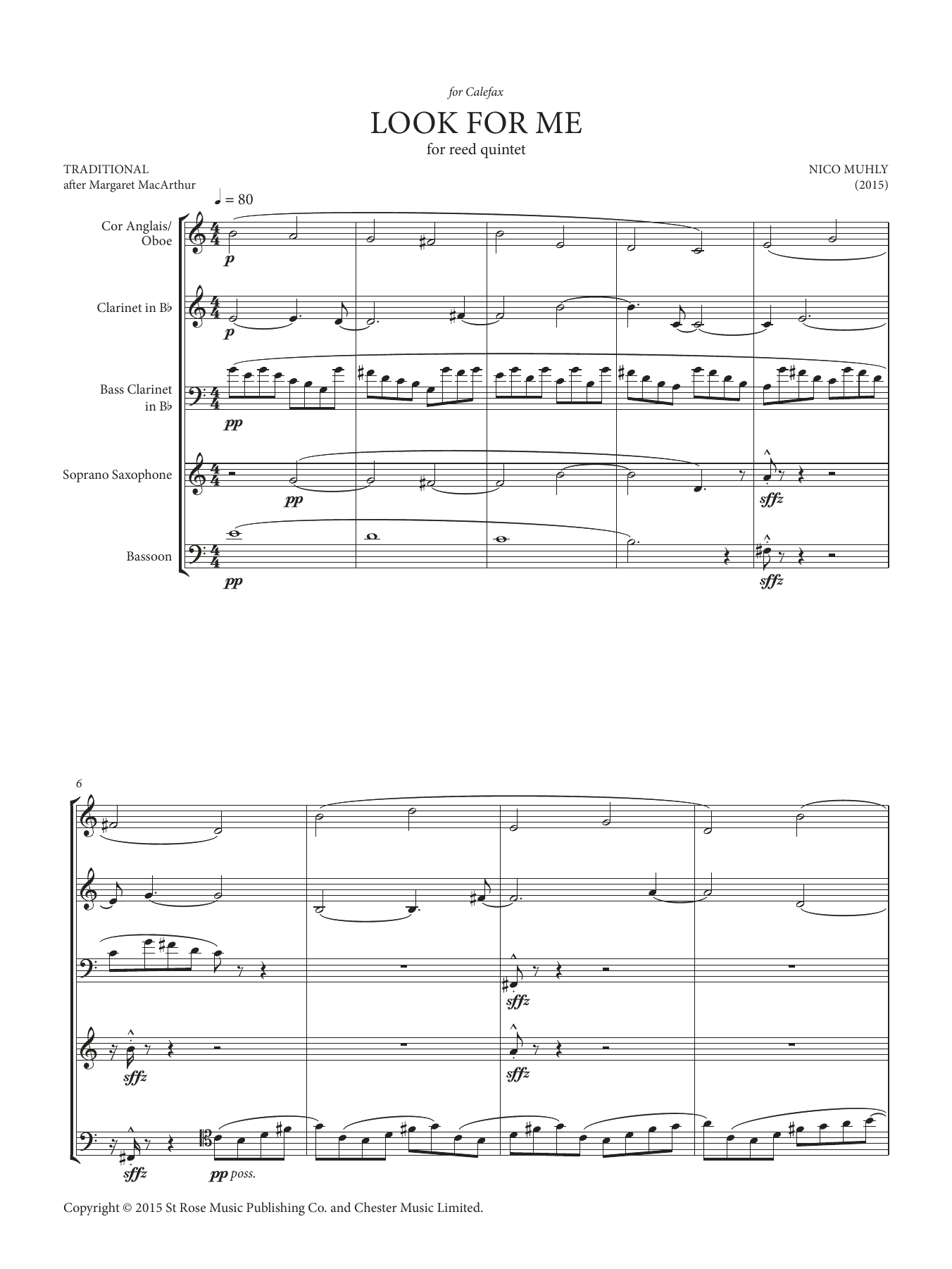 Download Nico Muhly Look For Me (for reed quintet) Sheet Music and learn how to play Performance Ensemble PDF digital score in minutes
