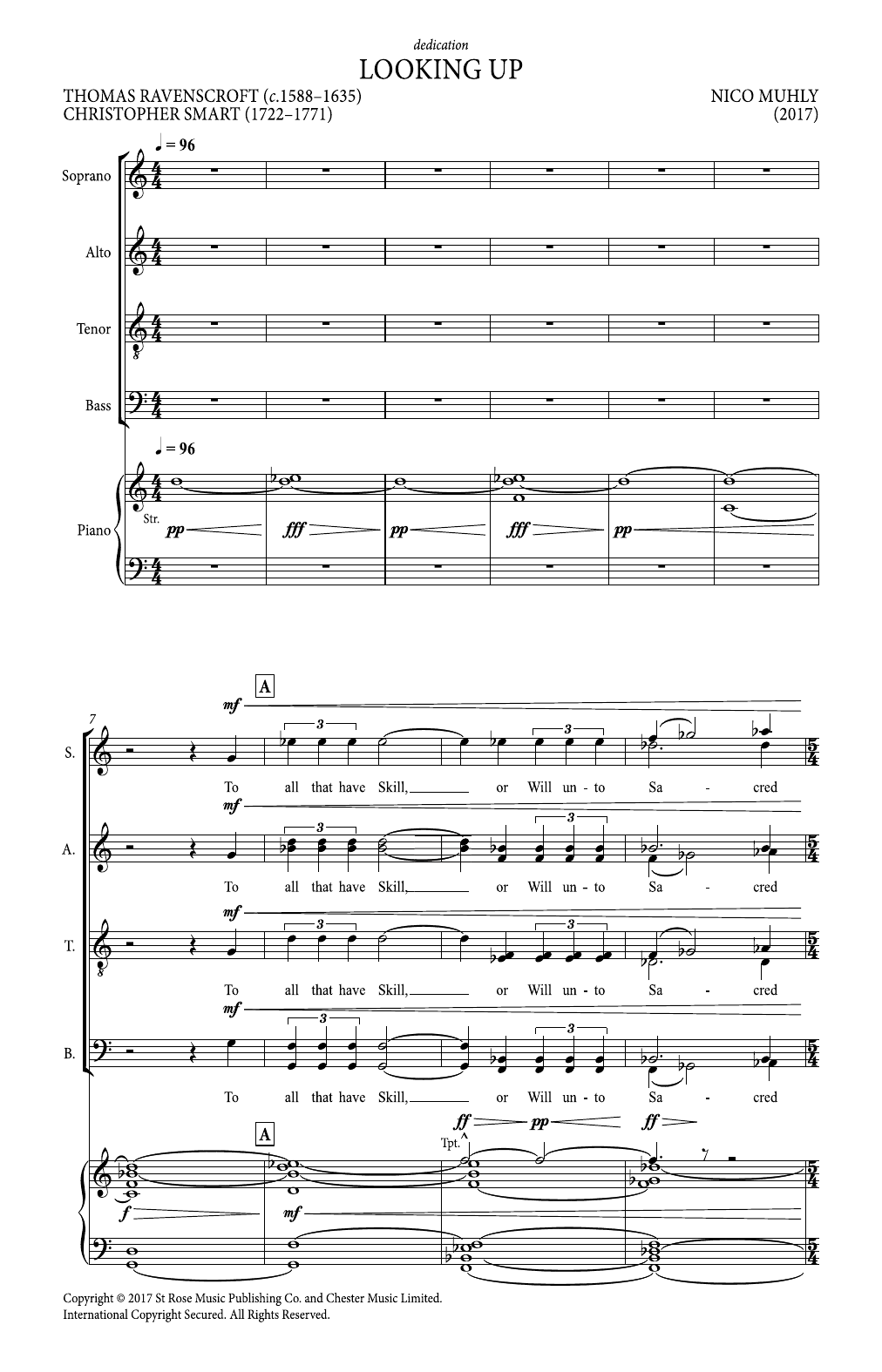 Download Nico Muhly Looking Up Sheet Music and learn how to play SATB Choir PDF digital score in minutes